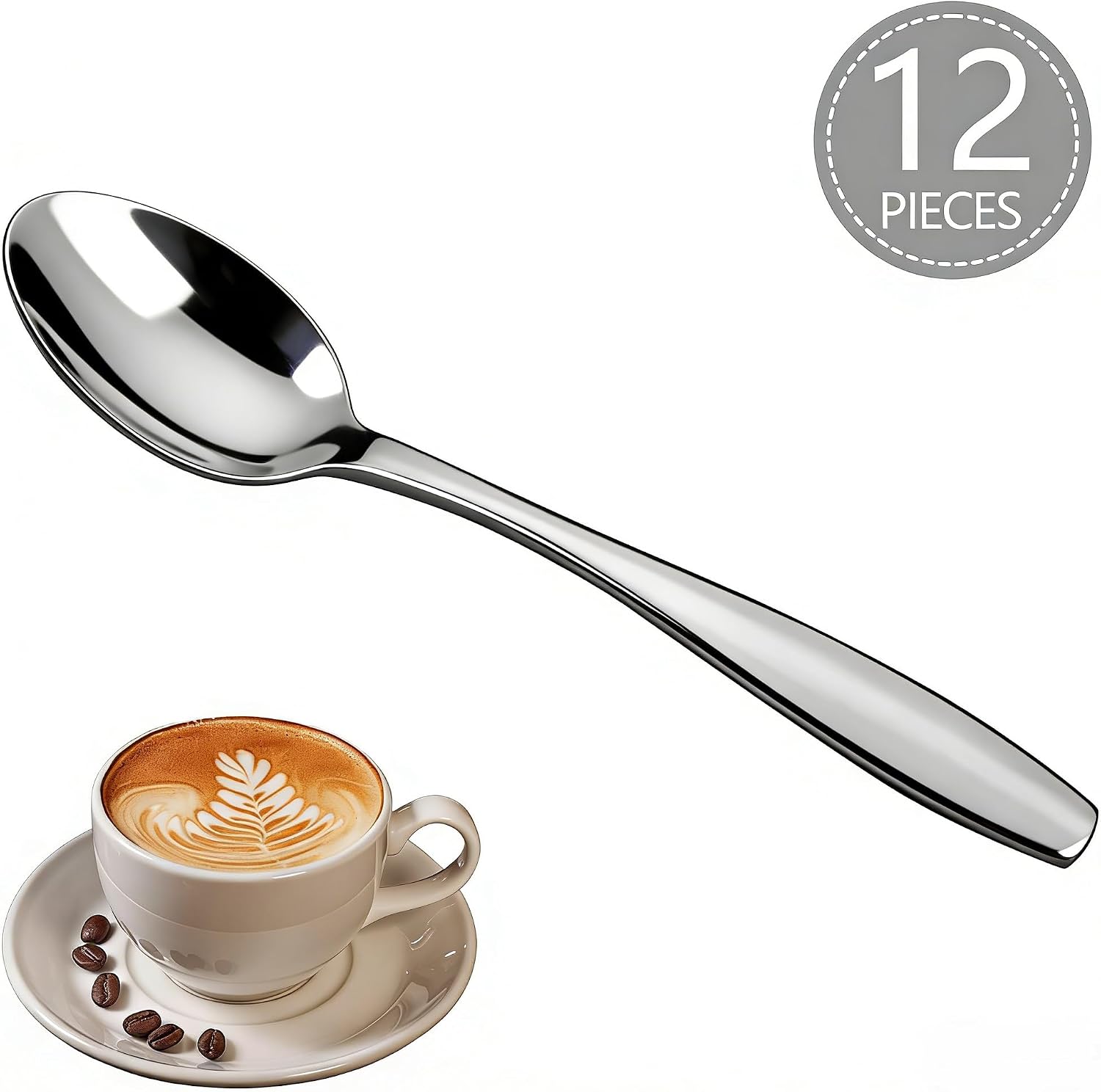 12 Pieces Heavy Duty Espresso Spoons Set, Coffee Spoons Silverware, 5 Inches Stainless Steel Small Spoons for for Coffee, Tea, Desserts & Appetizers