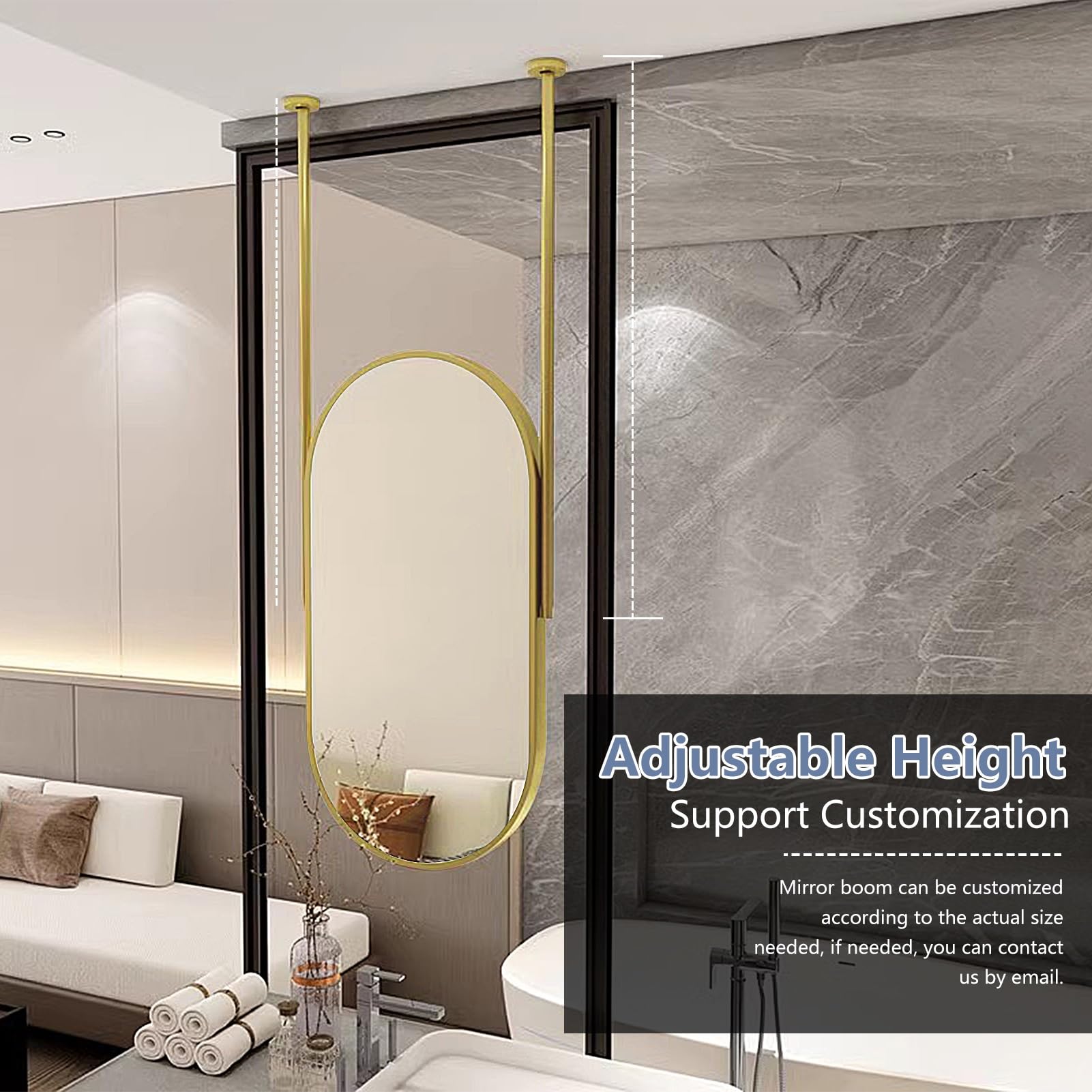 Ovale LED Badkamerspiegel BWS Spark Kenar 38x90 cm Mat Zwart