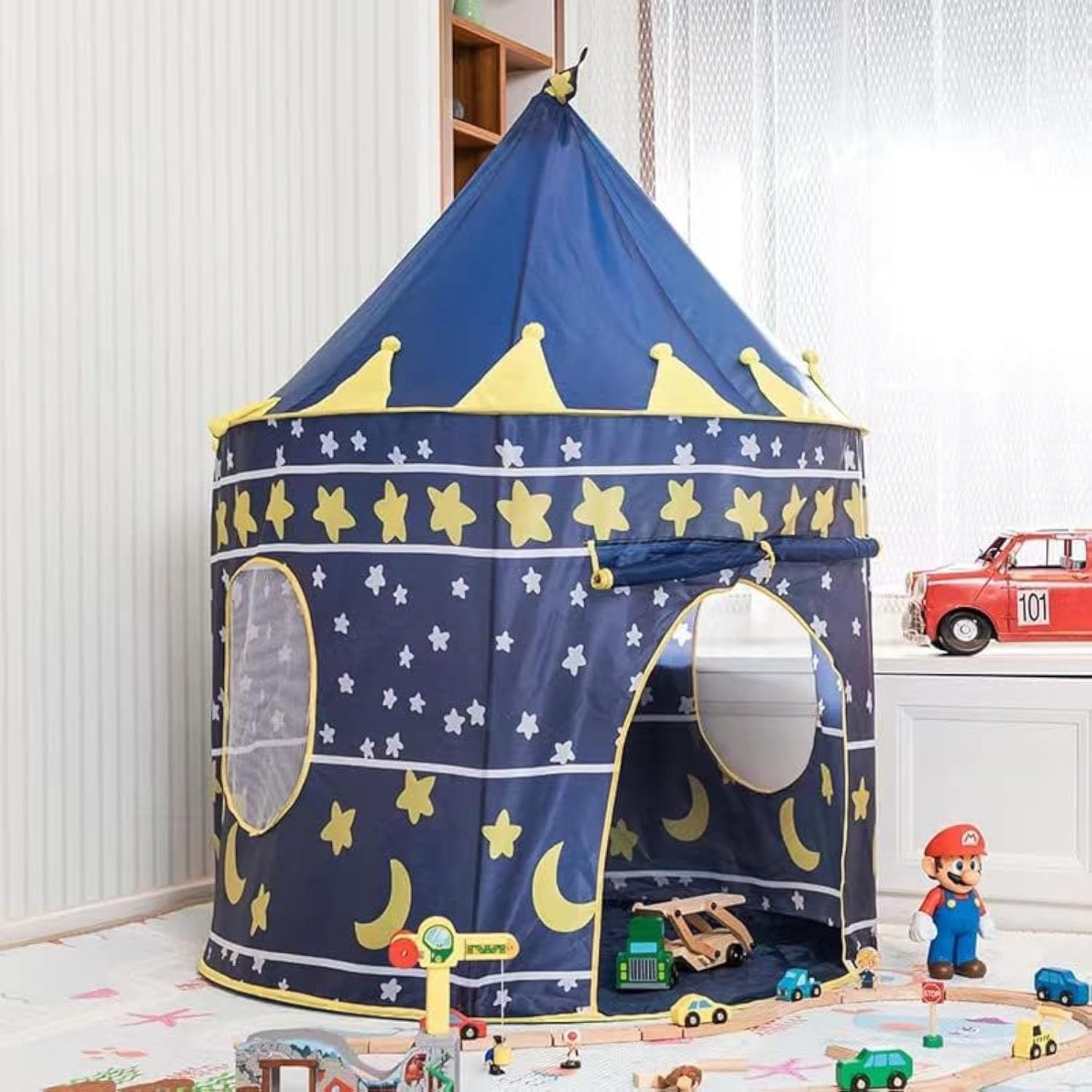 NALACAL Starry Sky Play Tent for Kids, Stars, Moon Themed Playhouse Indoor Outdoor Games Party Children Pop Up Foldable Tent Birthday Toy for Boys Girls Baby, Ideal Gift in Holiday & Birthday