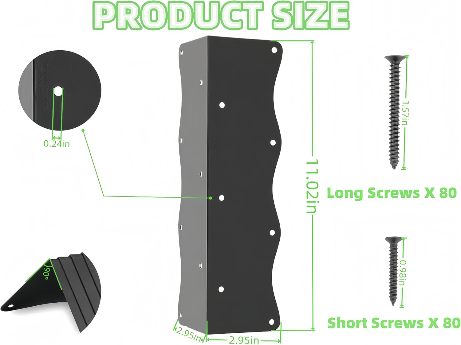 8 Pack Raised Garden Bed Corner Brackets Kit for 20"-24" Raised Bed, 11"x3”x3“ Heavy Duty L Shaped Garden Bed Connectors with Screws, Decorative Corner Braces for Planter Box, Furniture & Wood Fences
