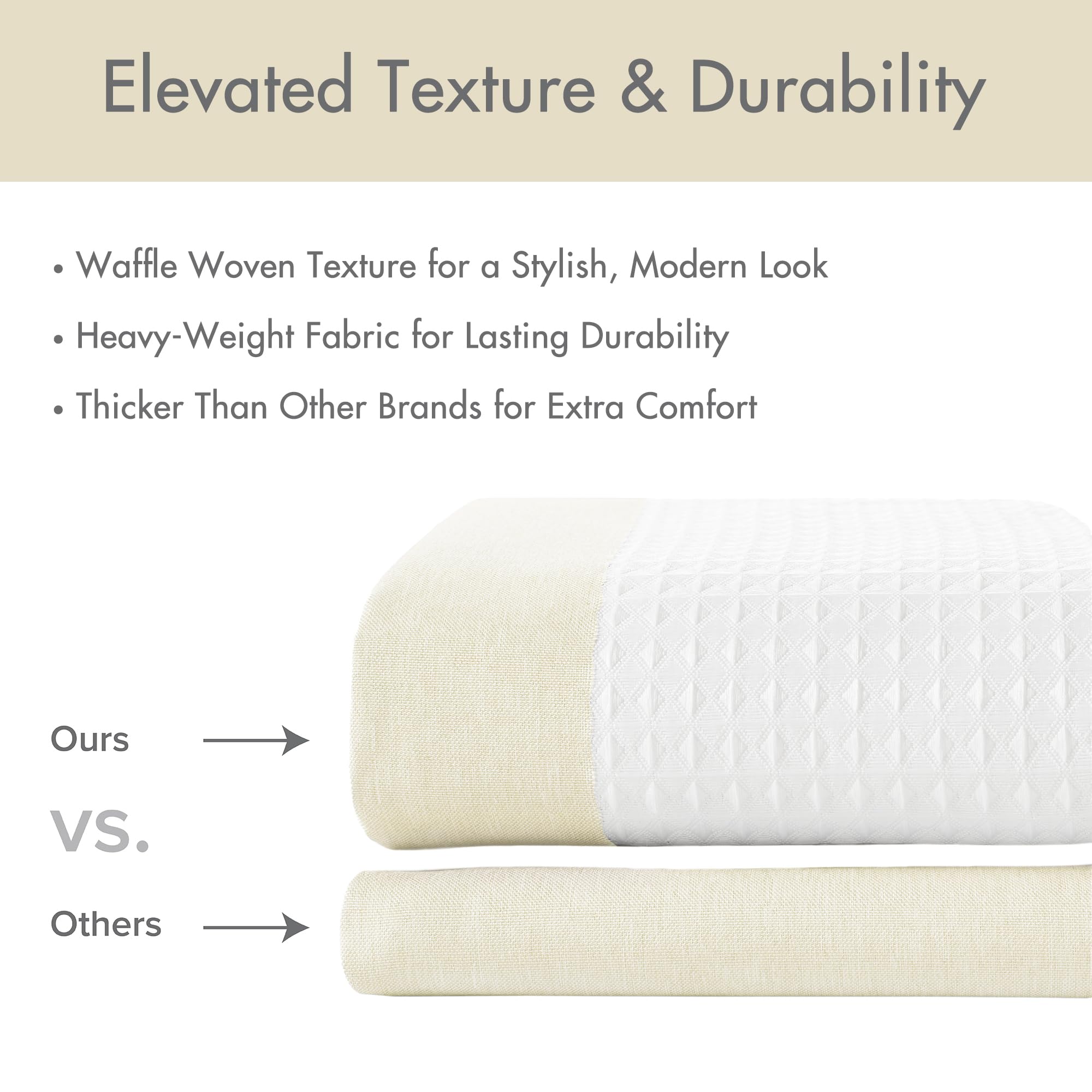 Madison Park Rideau de douche à tissage gaufré spa pour salle de bain, gestion de l'humidité, rideaux de douche modernes de qualité spa pour salle de bain, 91,4 x 183 cm, crème