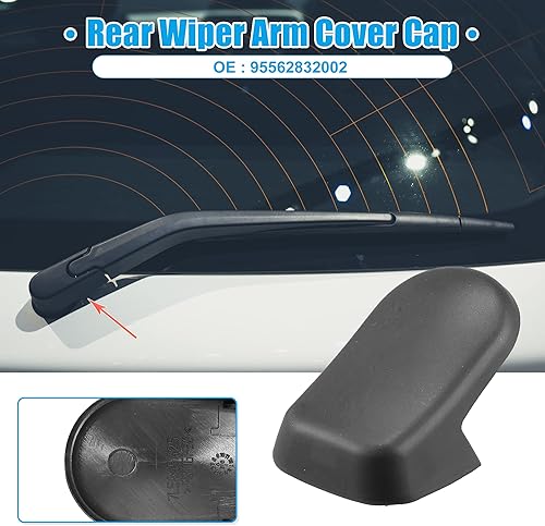 Miniatura 2 de ACROPIX Tapa de tuerca de brazo de limpiaparabrisas trasero para Porsche Cayenne, paquete de 1, color negro