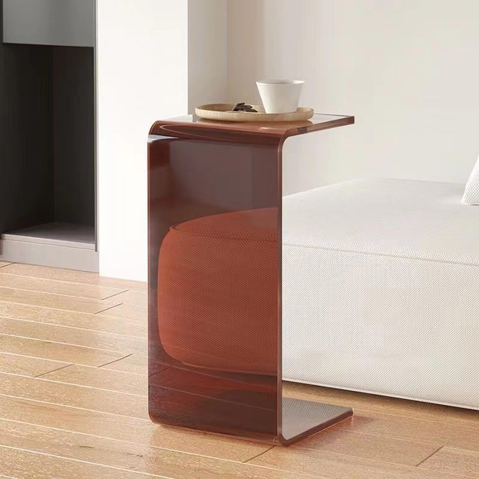SXZenSpace Clear Acrylic Side Table, Small Nightstand Bedside Table For Spaces Living-Room, Bedroom, Home Accent (C/30x30x55cm)