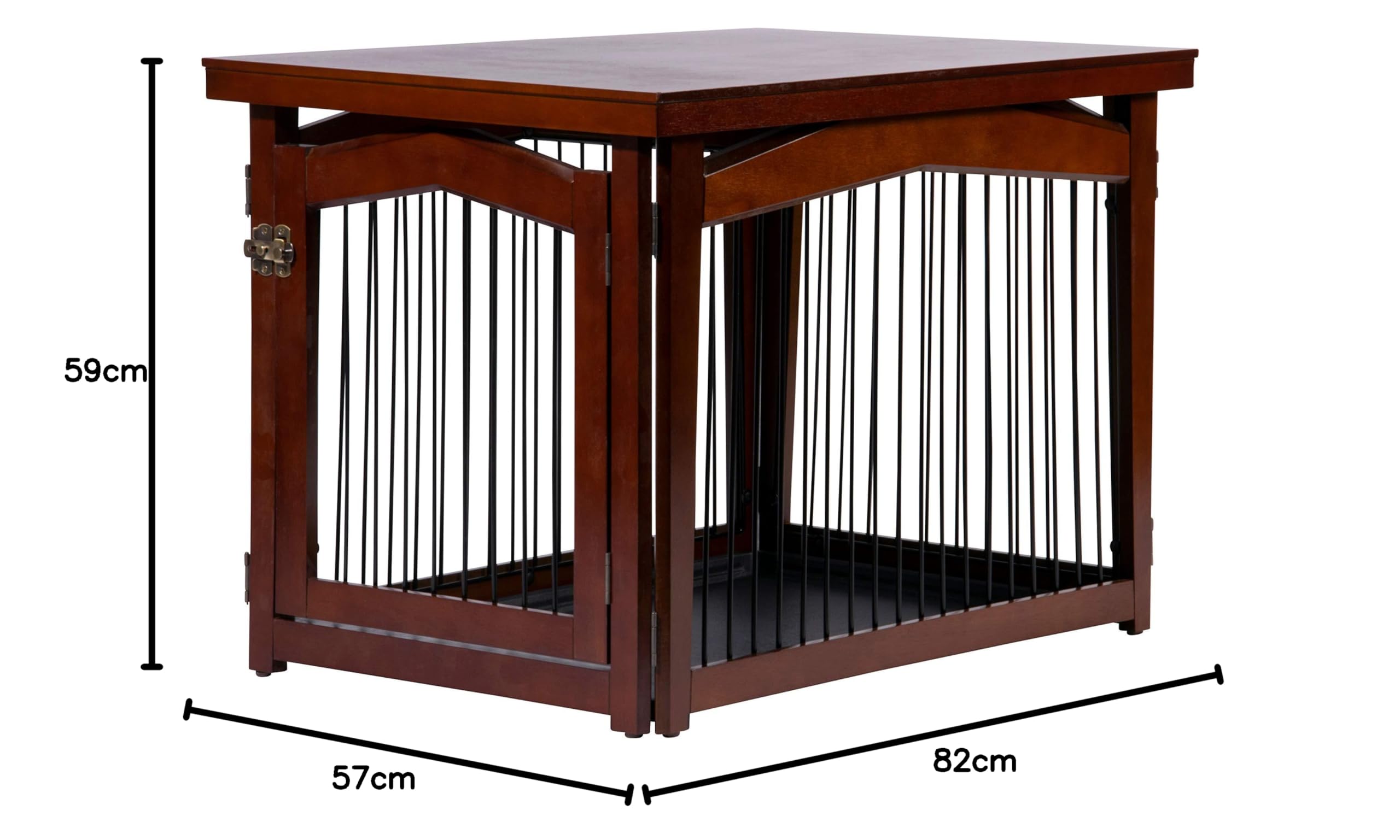dobar® 35246 Design Hundekäfig und Absperrung Gr. M - Hundebox mit Tischoberfläche - Hundehütte für den Innenbereich - Hundehaus Massivholz - Couchtisch - Absperrgitter - 82 x 57 x 59 cm - Braun