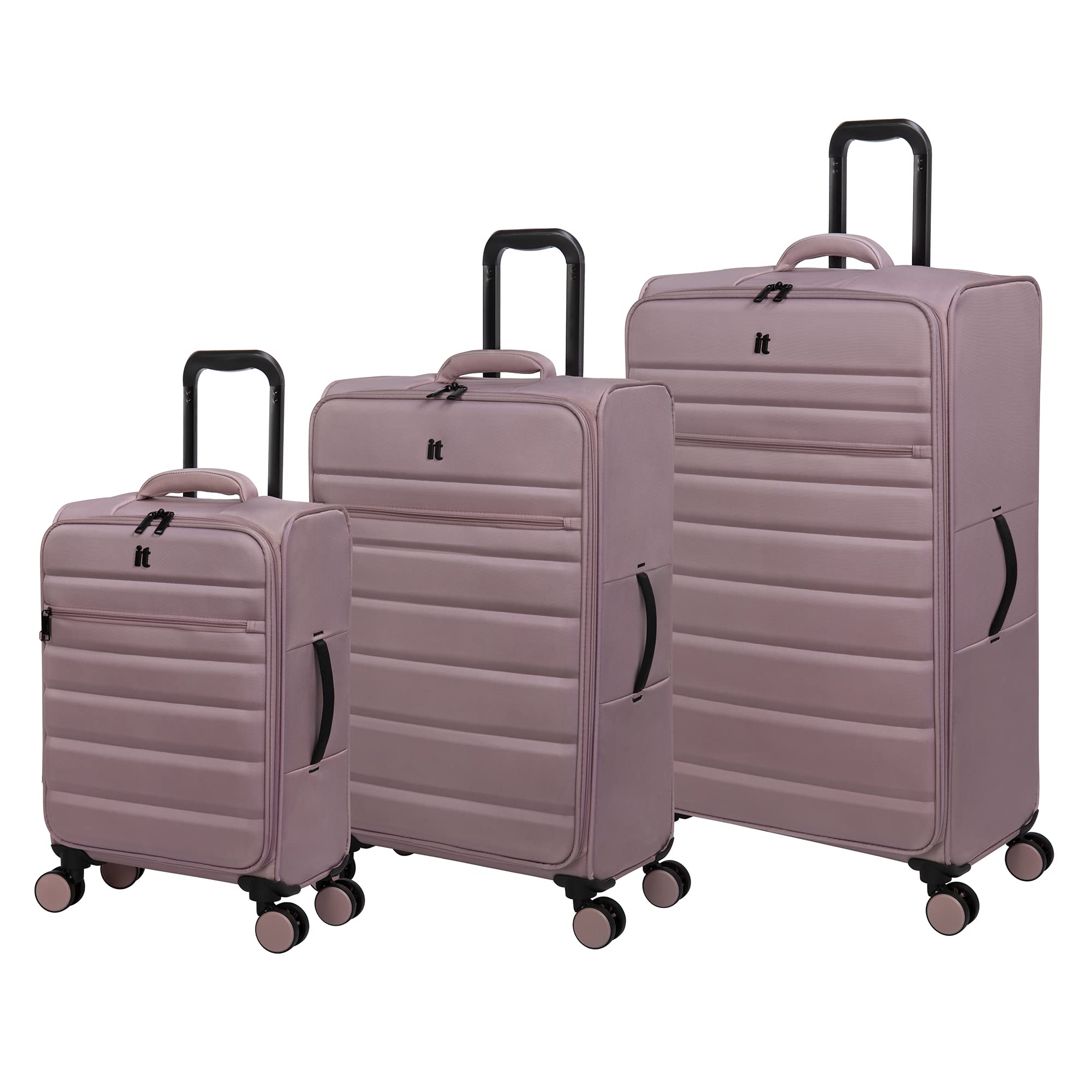 it luggage Census 3 Piece Softside 8 Wheel Spinner Set, Soft Pink, 3 Pc