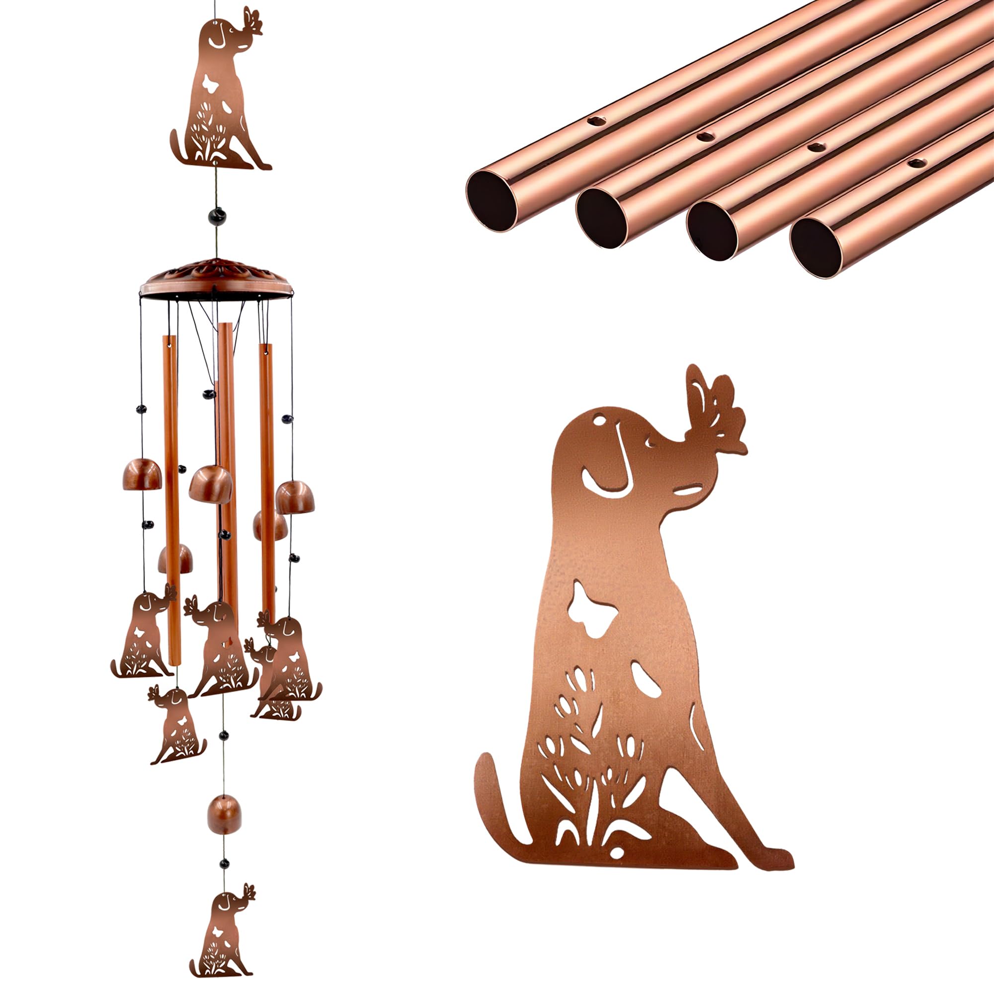 Yitexin 37.7" Metal Dog Wind Chimes for Outside, Outdoor Garden Wind Chimes, Hanging Bells for Outside Indoor Porch Patio Home Yard Women Men Decoration Gift (Dog)