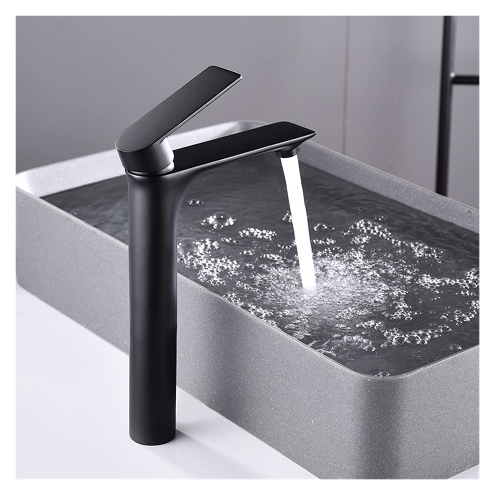Robinet de lavabo noir chromé laiton mitigeur eau chaude et froide double finition