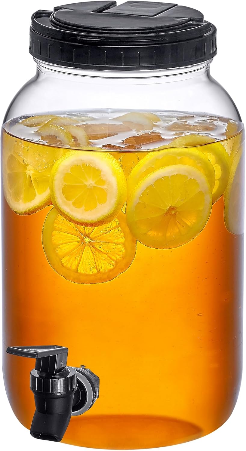 Amazing Abby - Beverly - 2-Pack Plastic Beverage Dispenser with Spigot (1 Gallon, 4 Quart), Drink Dispenser for Fridge and Party, BPA-Free, Shatter-Proof, Great for Lemonade, Iced Tea, Punch, and More