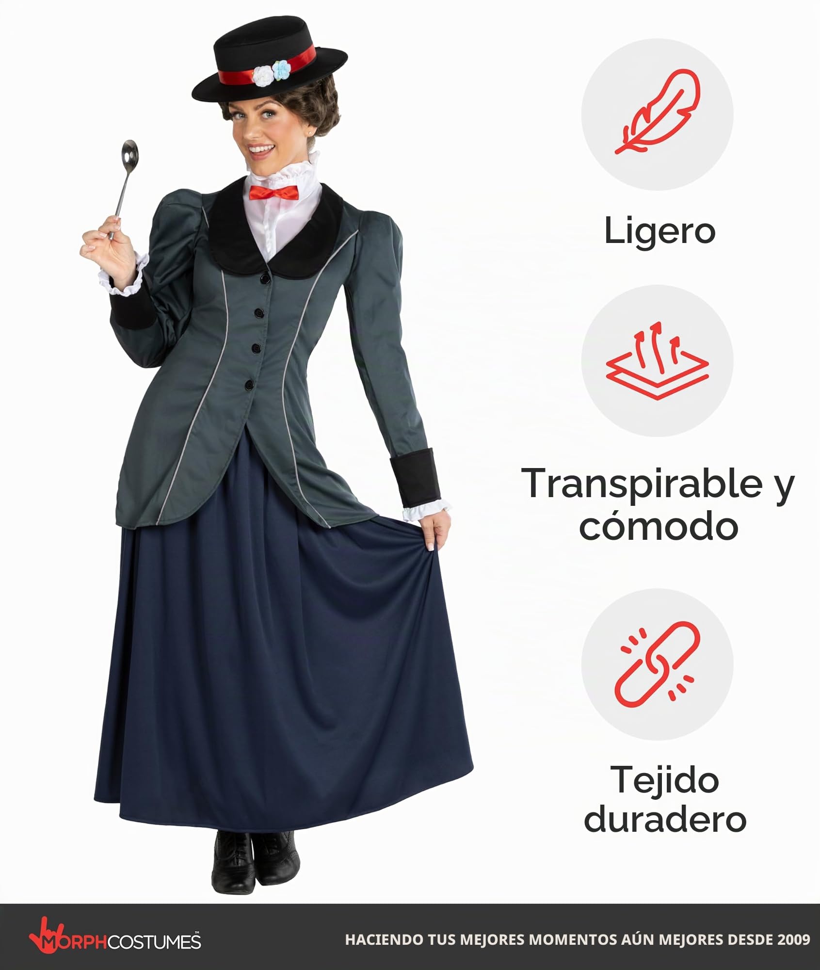 Morph Disfraz Niñera Victoriana Mujer, Disfraz La Niñera Magica Mujer, Disfraz Victoriano Mujer, Disfraz De Epoca Victoriana, Disfraz Mujer Carnaval