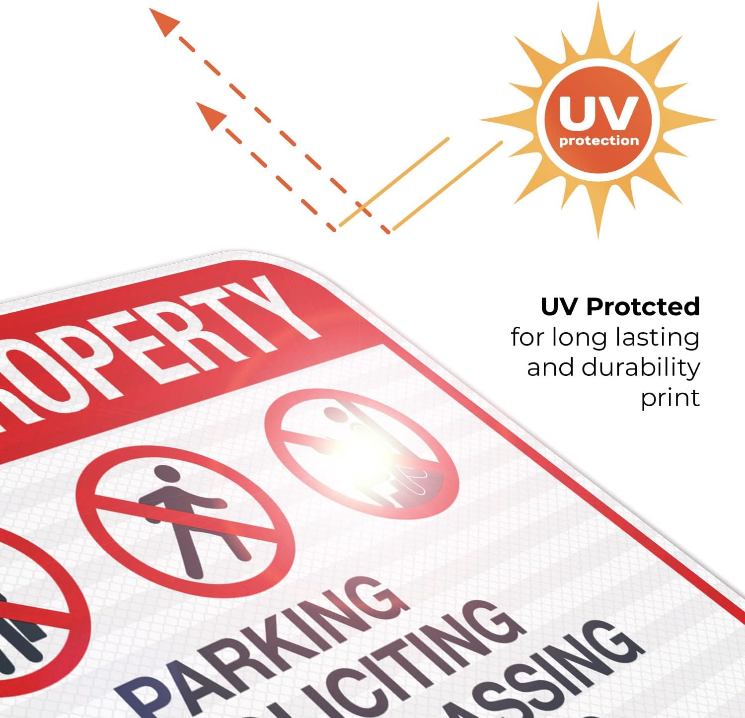 Private Property No Parking Soliciting Trespassing Or Loitering Sign, 12x18 Inches, 3M EGP Reflective .063 Aluminum, Fade Resistant, Made in USA
