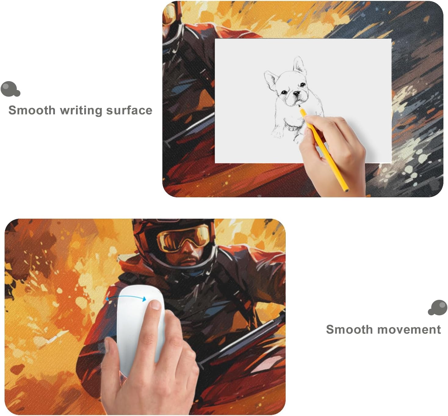 Cute Kayak Pattern Mouse Pad 35.5 x 16 Inch, Non-Slip Rubber Base, Ergonomic Design for Pain Relief, Perfect for Computer Users