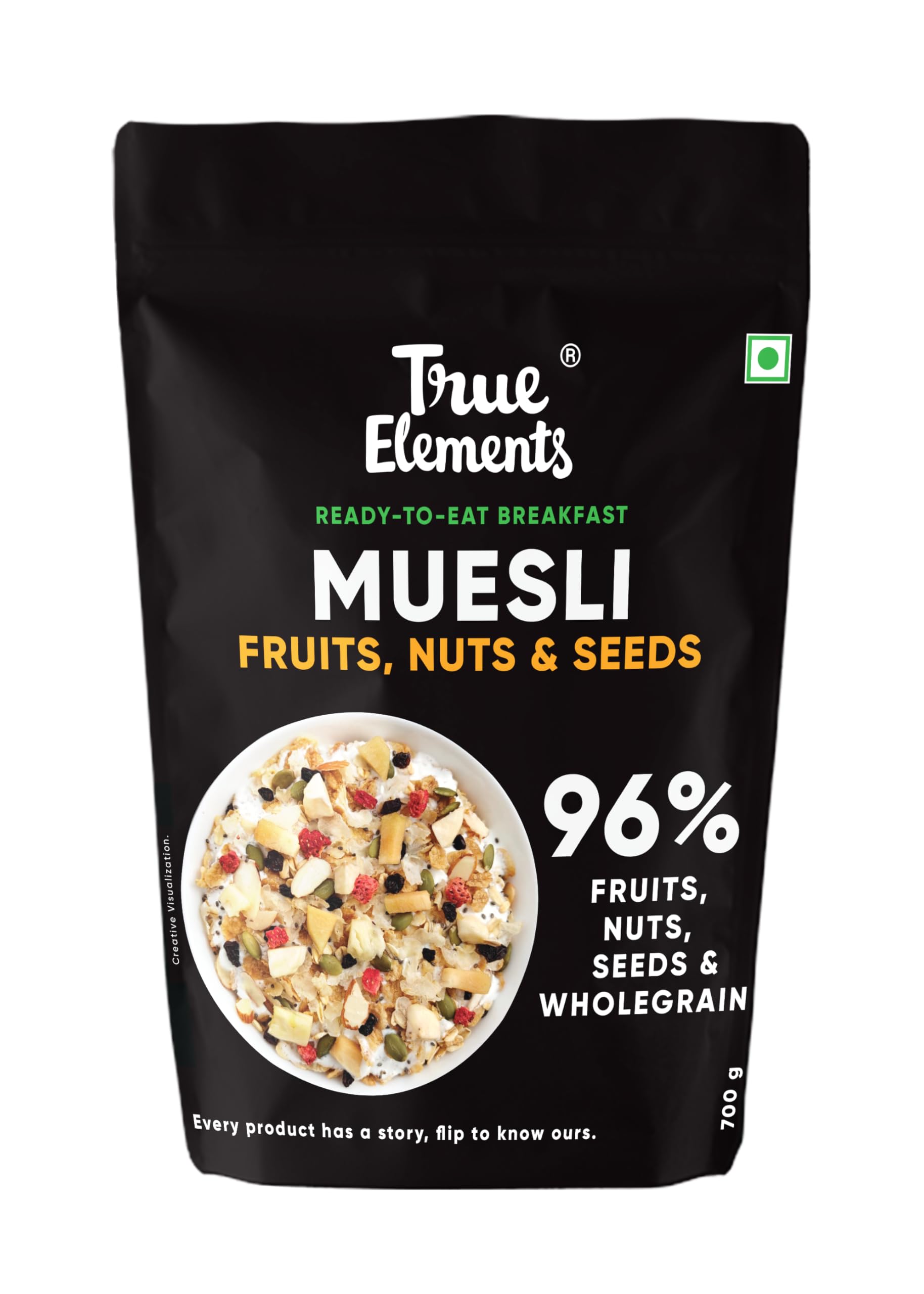 Muesli Fruit and Nuts 700g by True Elements - Wholegrain Breakfast Cereals with Oats and Dry Fruits | Cereal for Breakfast | 100% Clean Freeze Dried Fruits with No Added Sugar (B09J84H1V4) Amazon Price History, Amazon Price Tracker