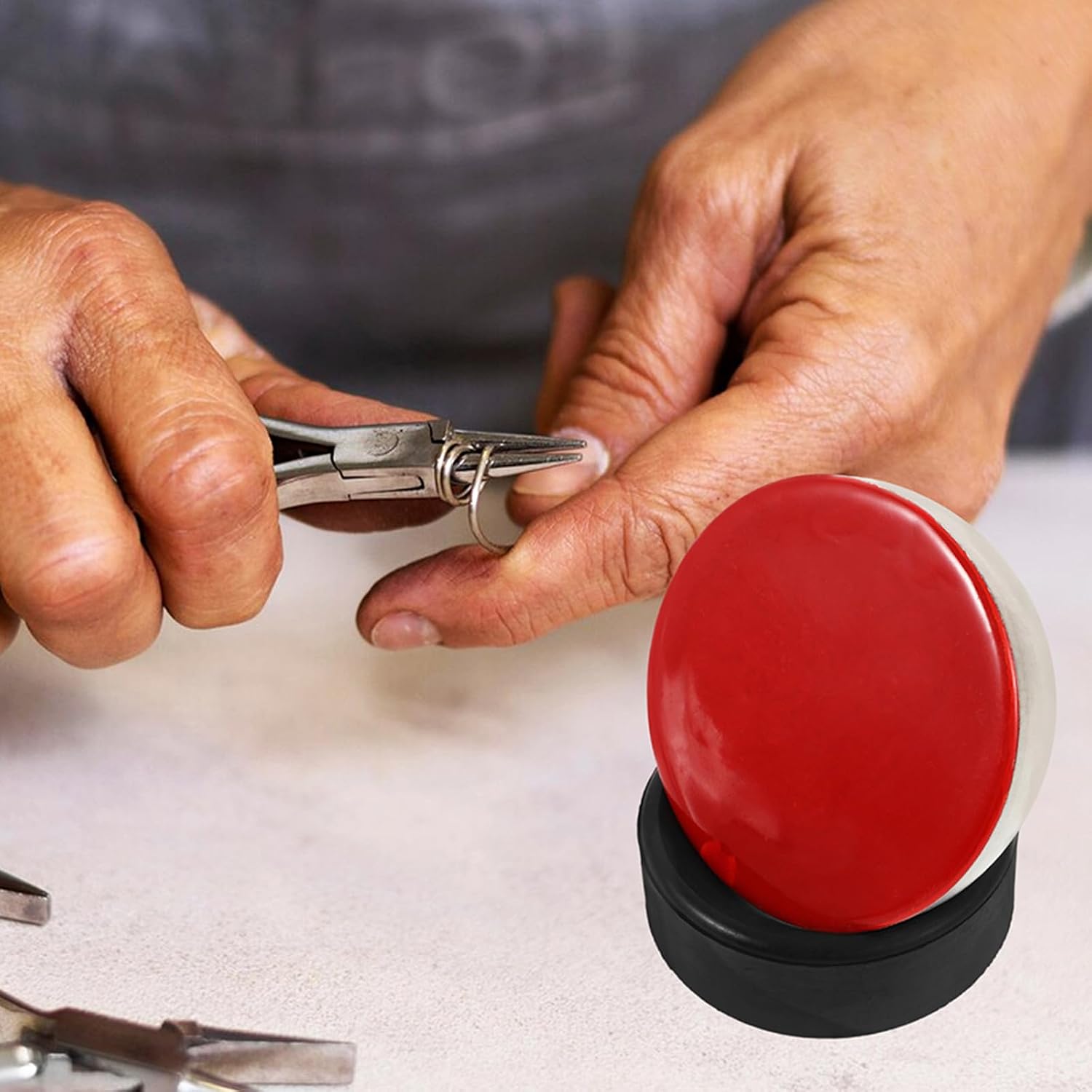 SOLUSTRE Jewelry Micro Inlay Stone Setting Tool with Stainless Steel Base and Fire Wax Engraving Ball for Precise Jewelry Making and Crafting Applications