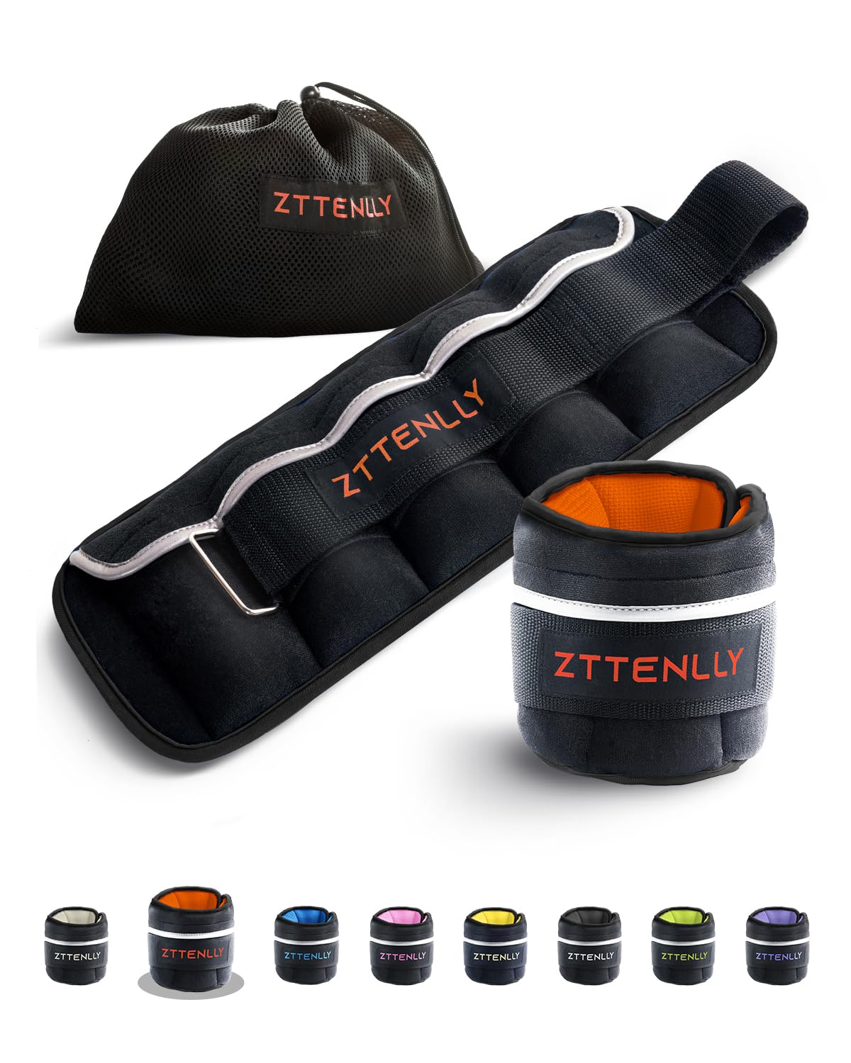 ZTTENLLY Pesi Regolabili Per Caviglie 0,5-2,3 Kg Con Borsa - Set Per Allenamento Gambe, Polsi E Braccia, Tessuto Traspirante Con Finiture Riflettenti - 5