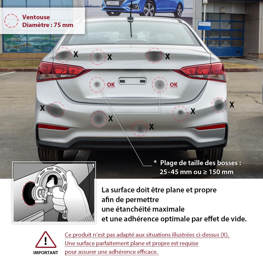 FIRSTINFO Ventouse Débosselage Carrosserie 75 mm, Débosseleur Sans Peinture Aluminium, Extracteur de Bosses pour Voiture, Outil de Réparation Carrosserie PDR A1504A