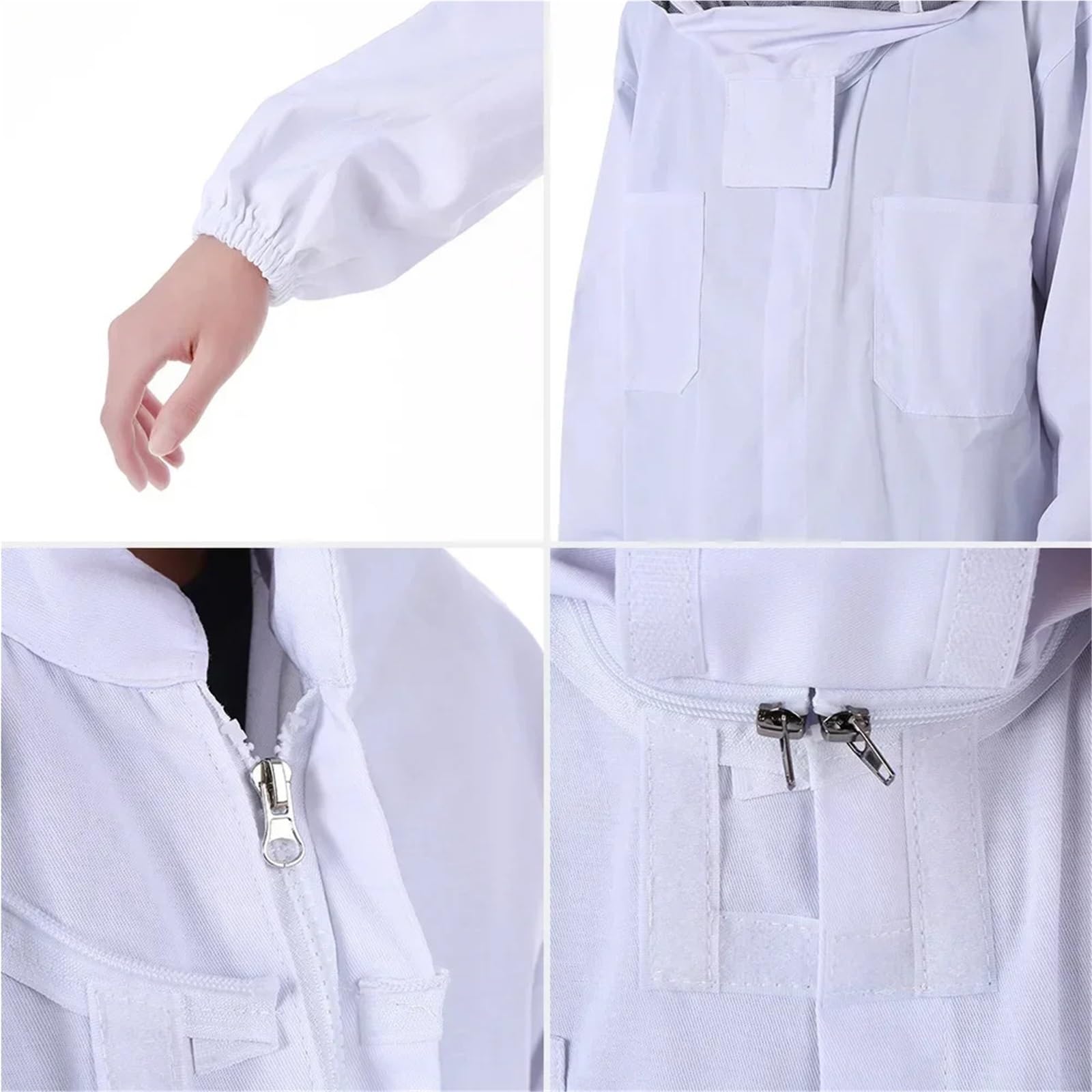 Traje de apicultor Profesional 1 juego de traje apicultura protección corporal completa, algodón, con velo, capucha y sombrero(XL-choose a larger)