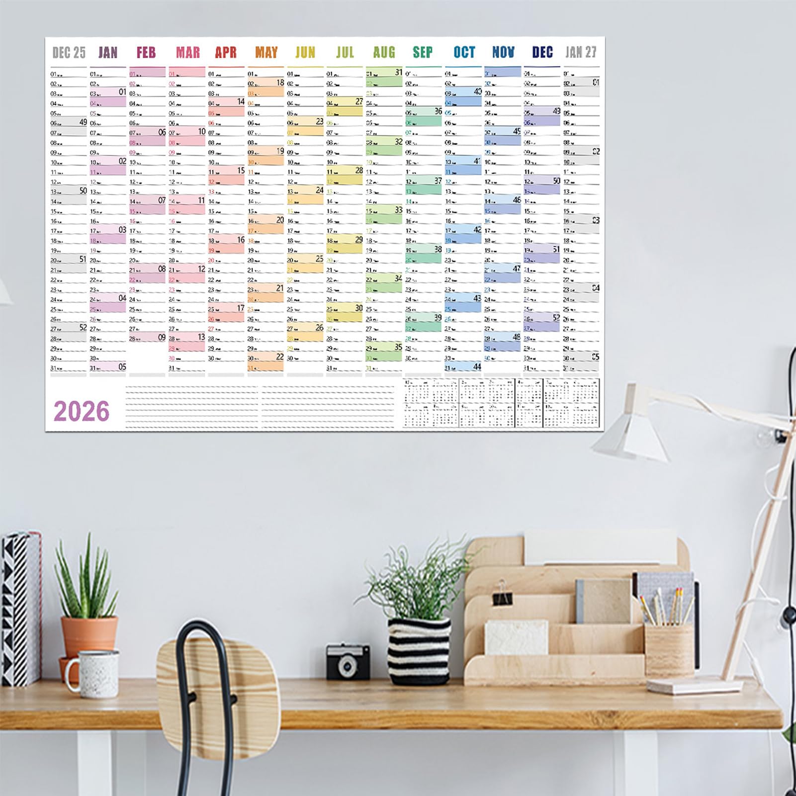 Calendario 2026 Poster Pianificazione e | Agenda Planner Gennaio-Dicembre 2026 di Pianificazione, Promemoria, Festività Segnate per Camera da , Scuola, Lavoro,