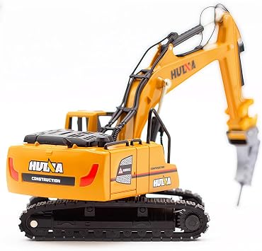 Large Drill Excavator Construction Vehicle Toys Heavy Duty Alloy Hydraulic Hammer Truck, 1:60 Scale Diecast Site Drill Digger Toy Truck for Kids 8,9,10,11,12 Year Old and up