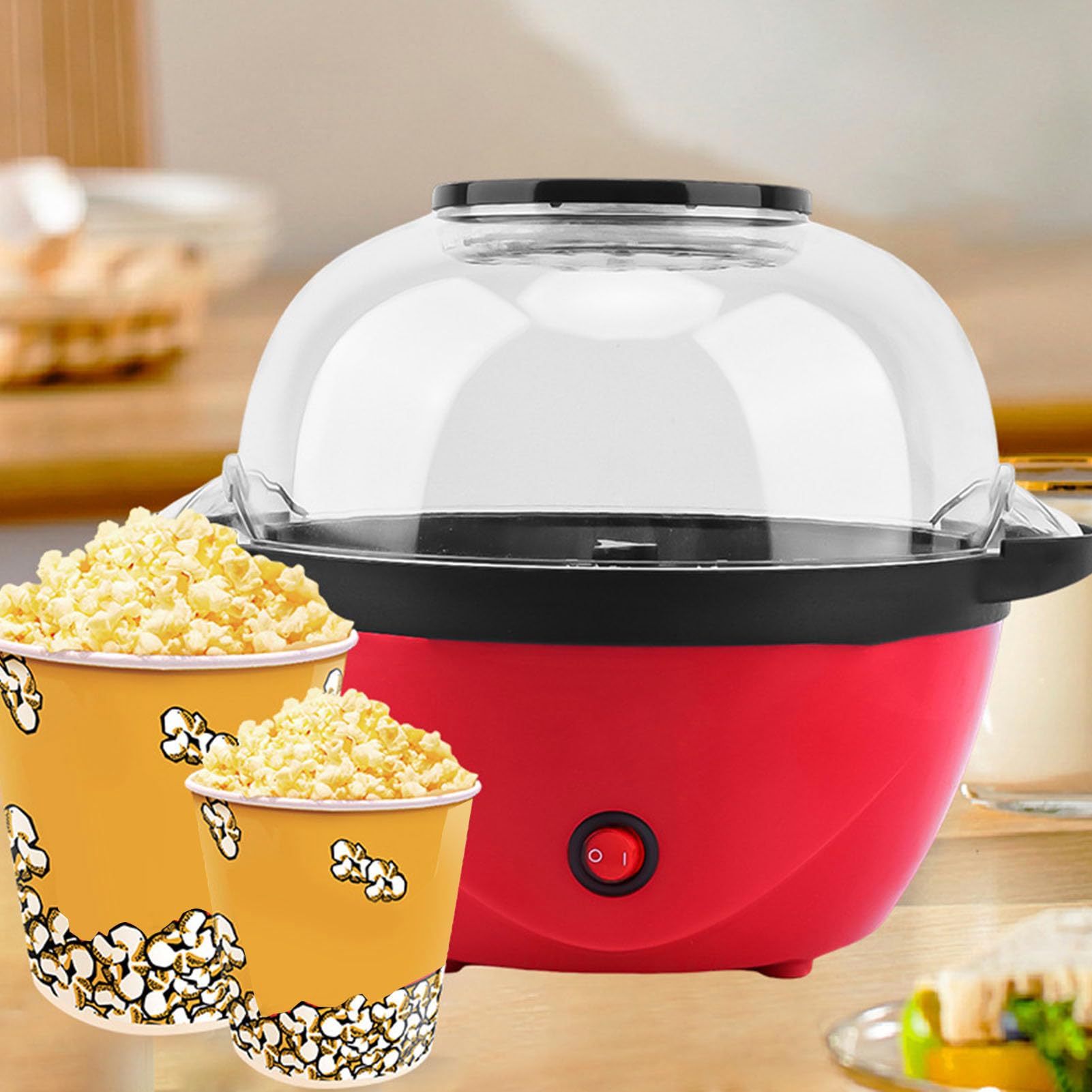 POENVFPO Máquina para Hacer Palomitas de Maíz de Rendimiento Silencioso, Agitador Eléctrico de Palomitas de Maíz de 450W, Placa Antiadherente, 10 Tazas, 2,5l (Enchufe de la UE)
