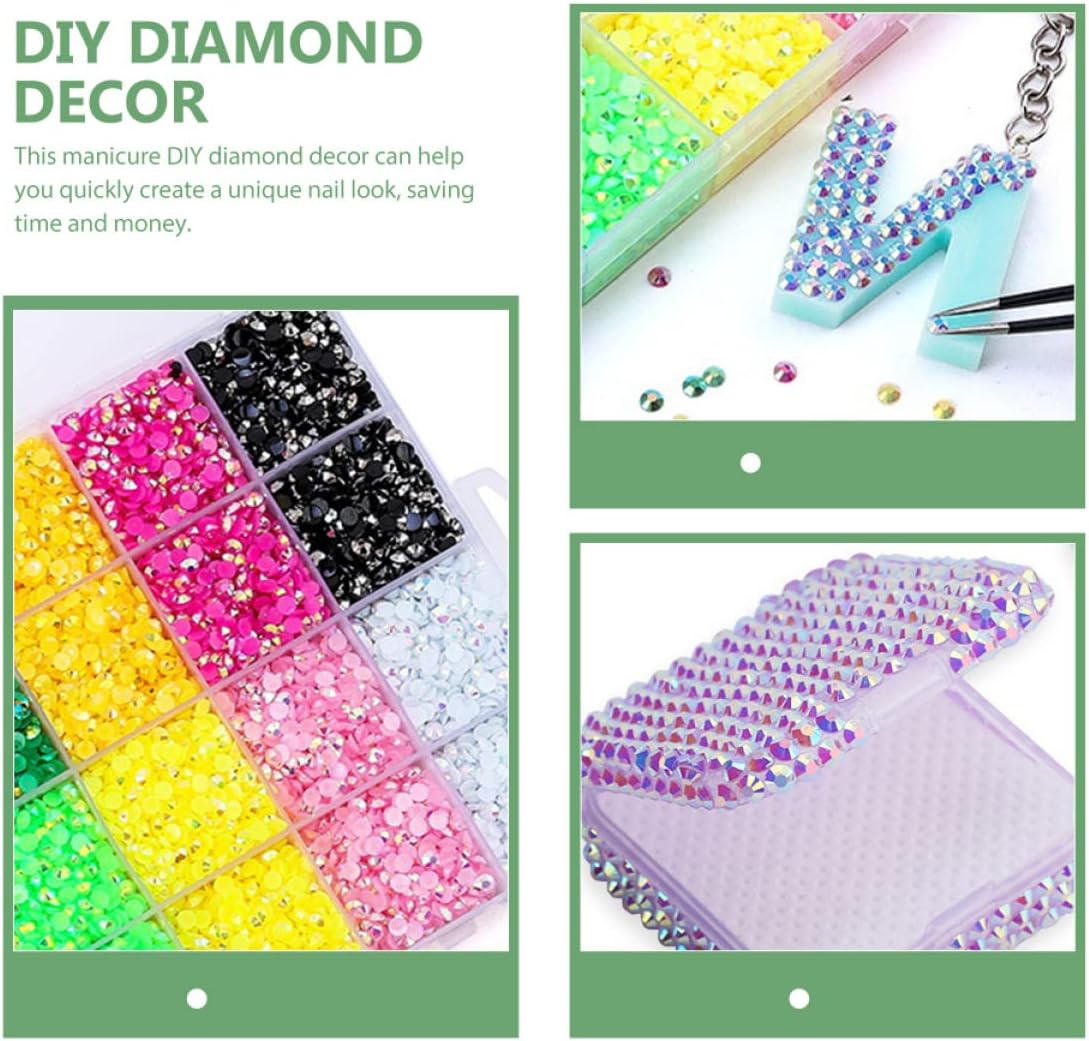 24-Count Jelly Resin Nail Art Diamonds Flatback AB Resin Rhinestones for DIY Manicure Crafts Suitable for Nail Art Enthusiasts and Professionals