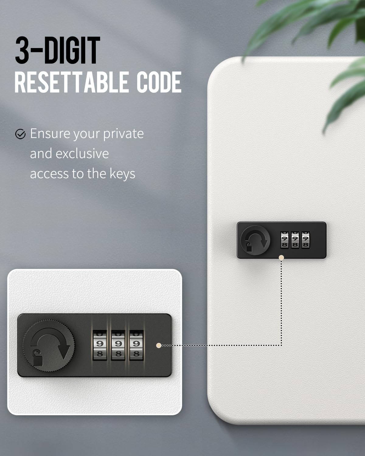 Uniclife 48 Position Key Cabinet with Combination Lock Resettable White Digital Security Storage Box Steel Key Organizer with Colorful Key Tag Labels Stickers and Hooks
