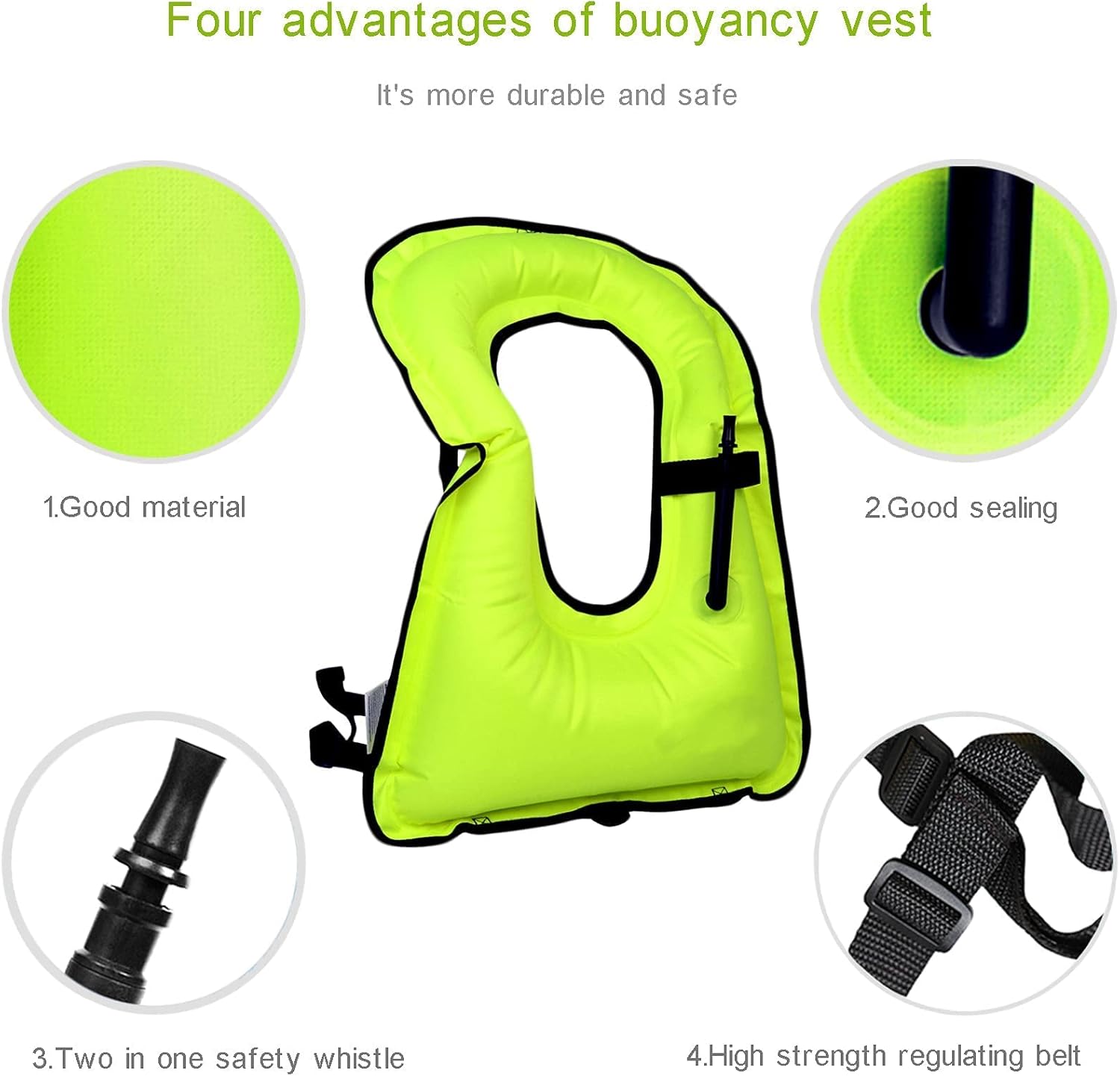 DOSURBAN Inflatable Snorkel Vest for Adults, Adjustable Light Snorkeling Jackets Safety Vests for Diving, Snorkeling, Swimming, Surfing (Up to 200 lbs Loading) : Sports & Outdoors