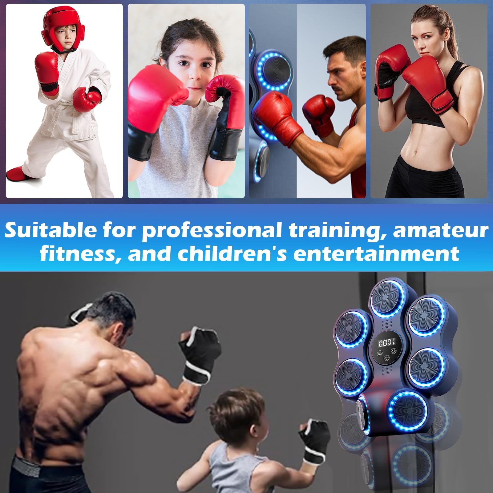 Gancio da boxe con supporto regolabile + guantoni da boxe professionali, robusto telaio in acciaio con base antiscivolo, accessorio per pallone da boxe, fitness e arti marziali (nero)