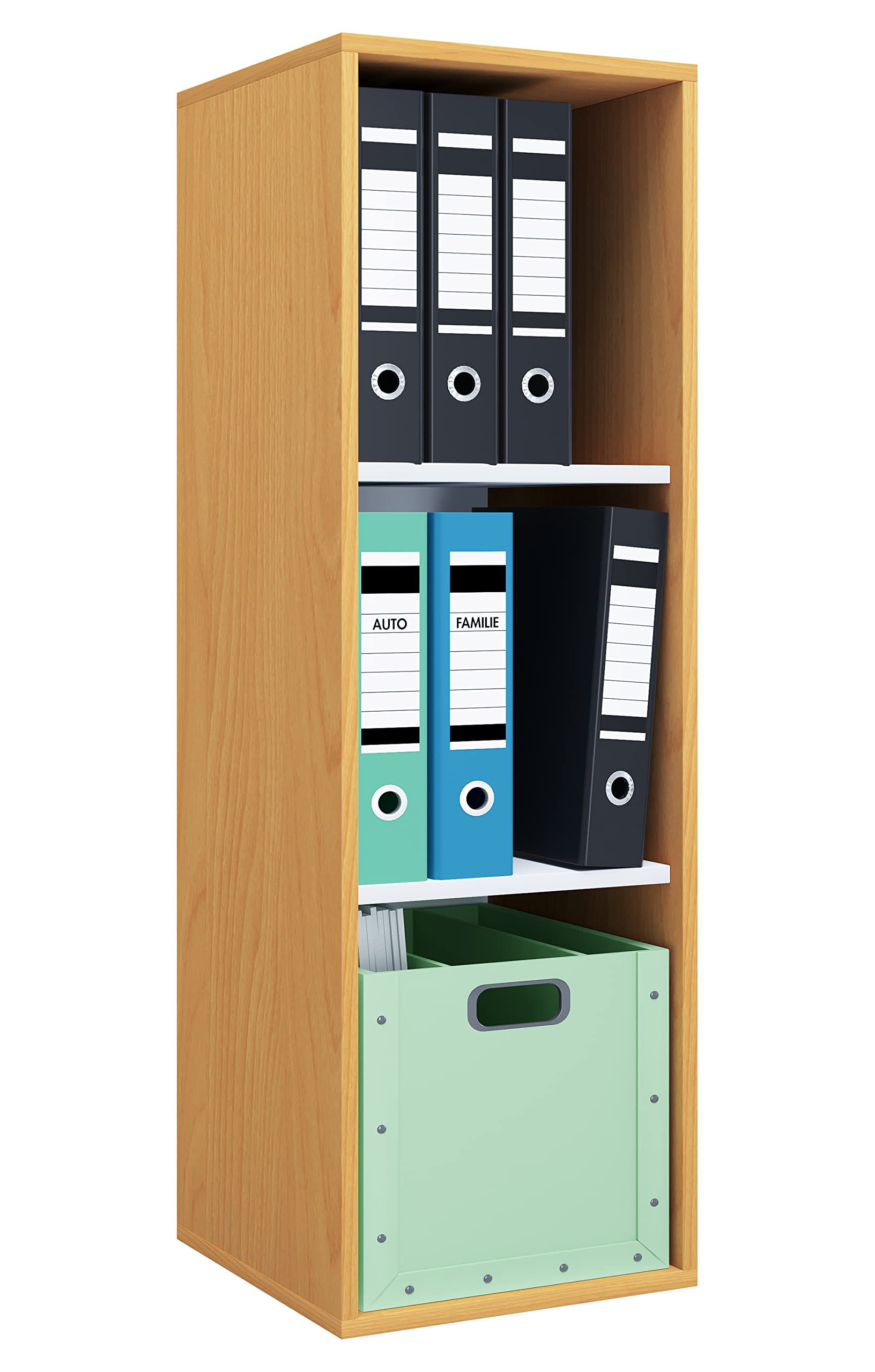VCM Holzregal stehend, Lona I 3f – Büroregal für 12 Ordner oder Bücher