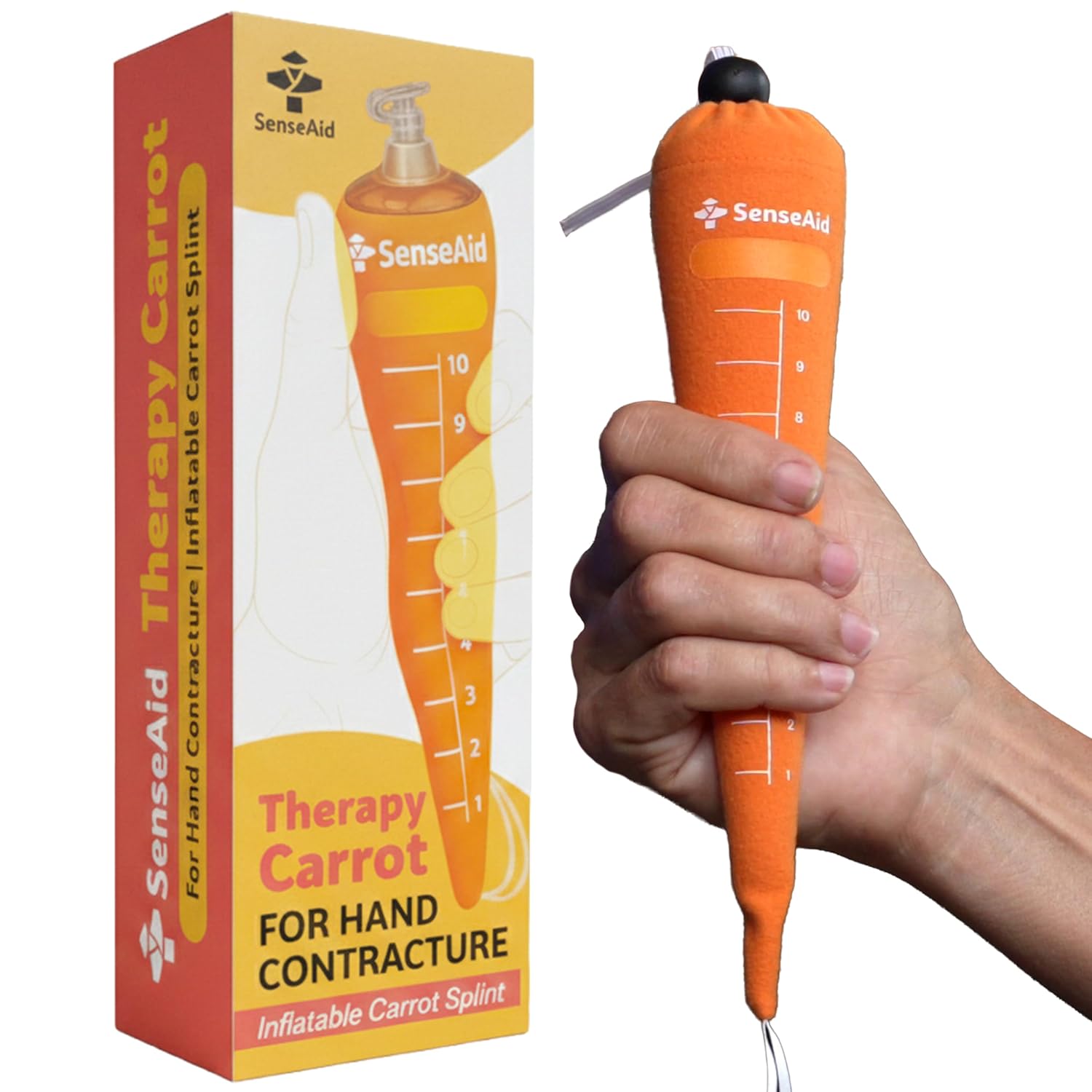 SenseAid Hand Contracture Therapy Carrot | First Stage Hand Splint For Straightening Fingers With Dupuytren's Contracture, Gradual Finger Separator For Hands