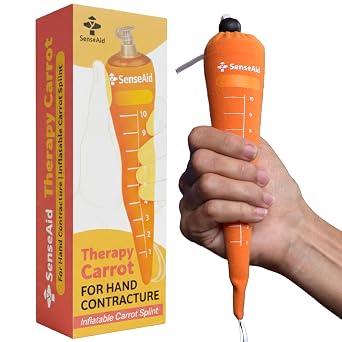 SenseAid Hand Contracture Therapy Carrot | First Stage Hand Splint For Straightening Fingers With Dupuytrens Contracture, Gradual Finger Separator For Hands