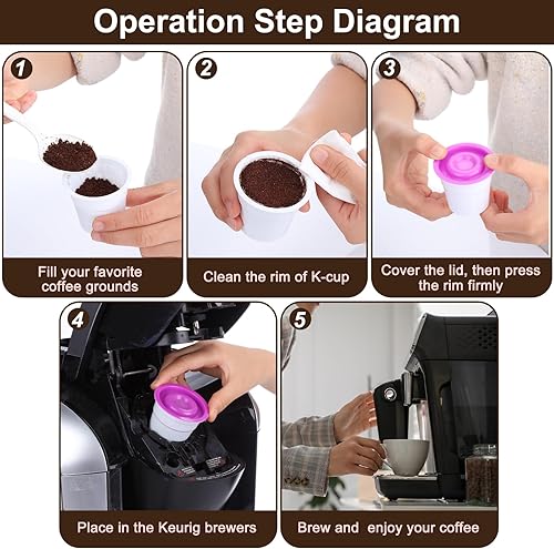 Miniatura 6 de 12 cápsulas desechables K Cups compatibles con Keurig 1.0and2.0, cápsulas de café rellenables para bricolaje, filtro de café vacío, cápsulas de té