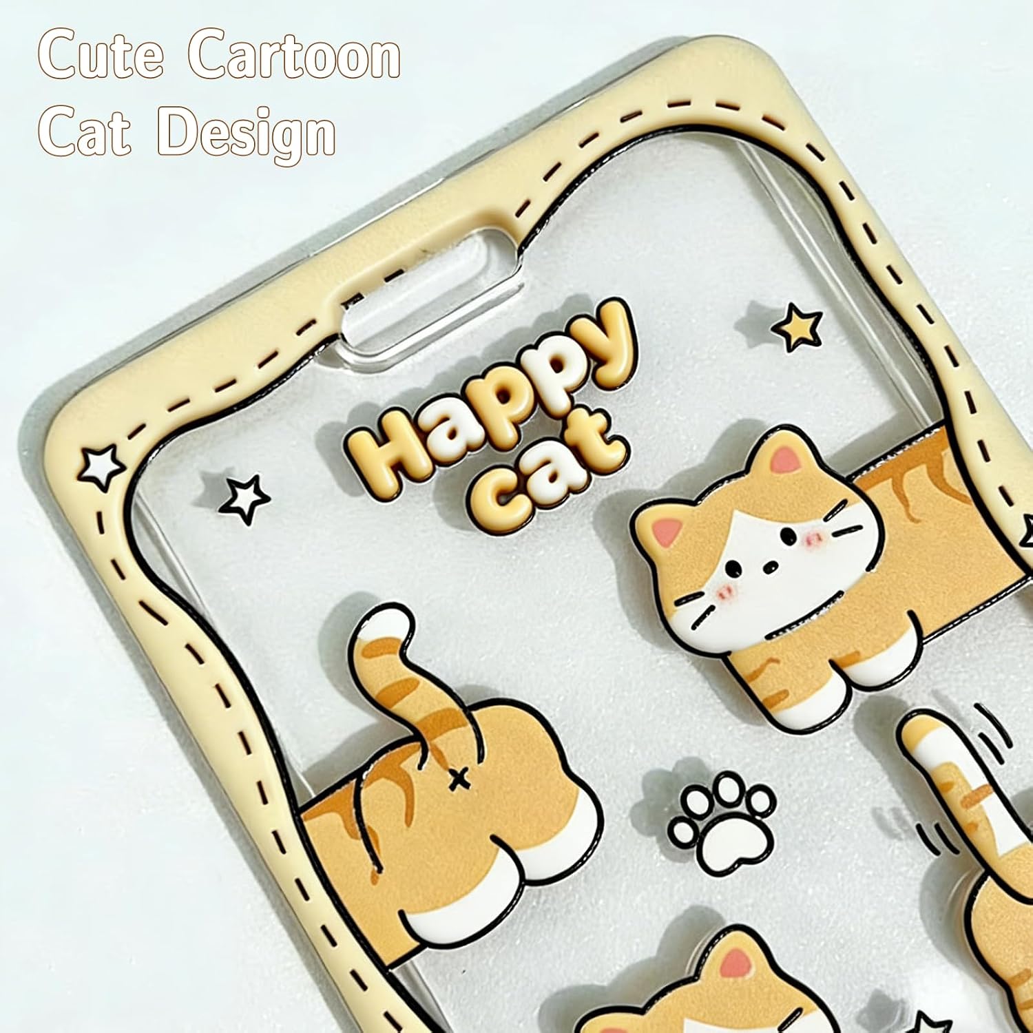 Cat Photocard Holder Keychain – Transparent & Cute Photo Card Holder With Charm for Kpop Photocards,Bus Metro Cards, and ID Badges(Set of 2) image 4