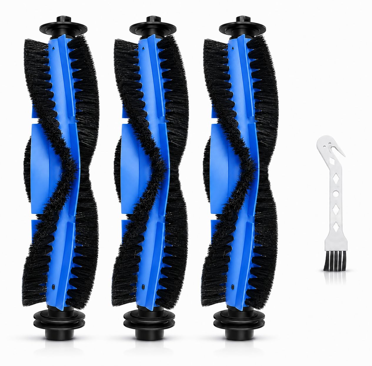 Fit 11S MAX, 12, 15T, 25C, 30, 30C, G32 Robotic Vacuums, Includes 3 Main Rolling Brushes, 1 Cleaning Tool Roller Brush Replacement for Eufy RoboVac 11S, 15C, G30, G35, G40 Series
