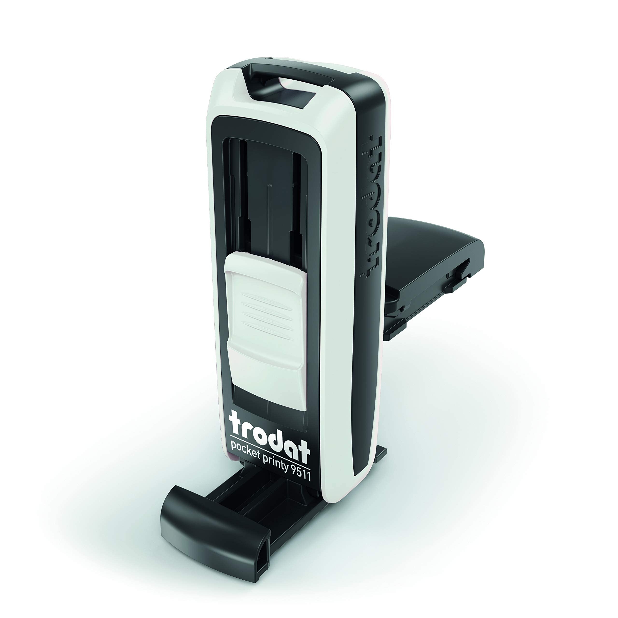 Trodat 9512 - Timbro personalizzato personalizzato con stampa tascabile, dimensioni: 47 x 18 mm, per 5 righe di testo (nero/blu)