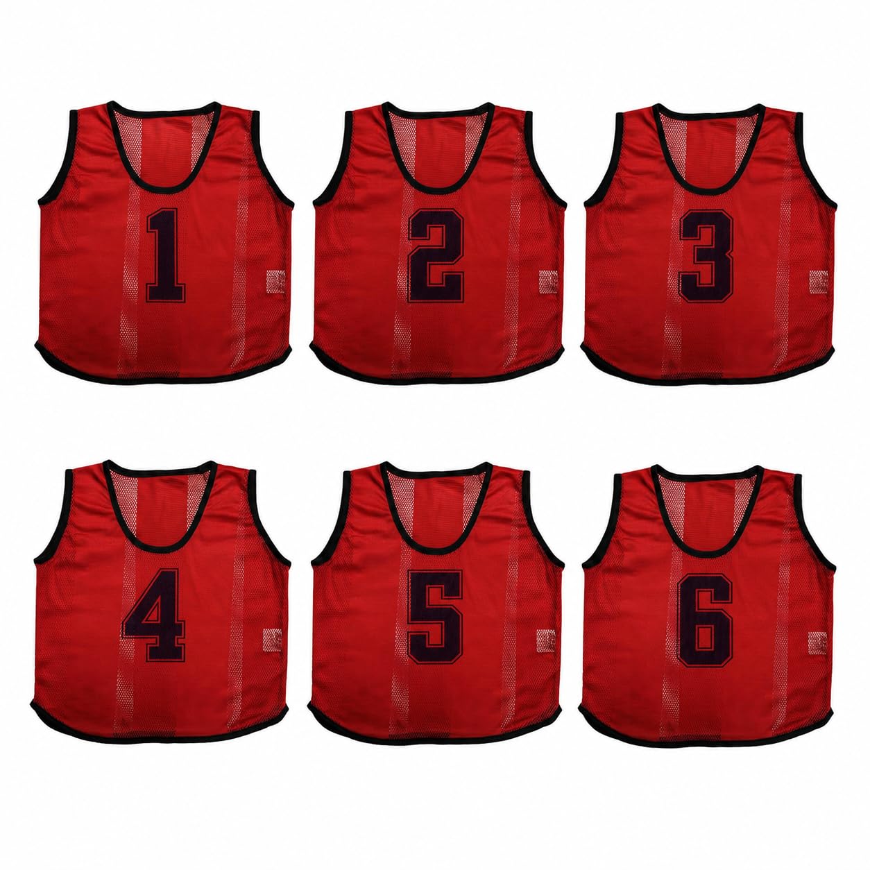 A2Z 4 Kids 6 Pack Training Bibs Sports Vests Comfortable Breathable - Sports Bibs 762 Red 9-14