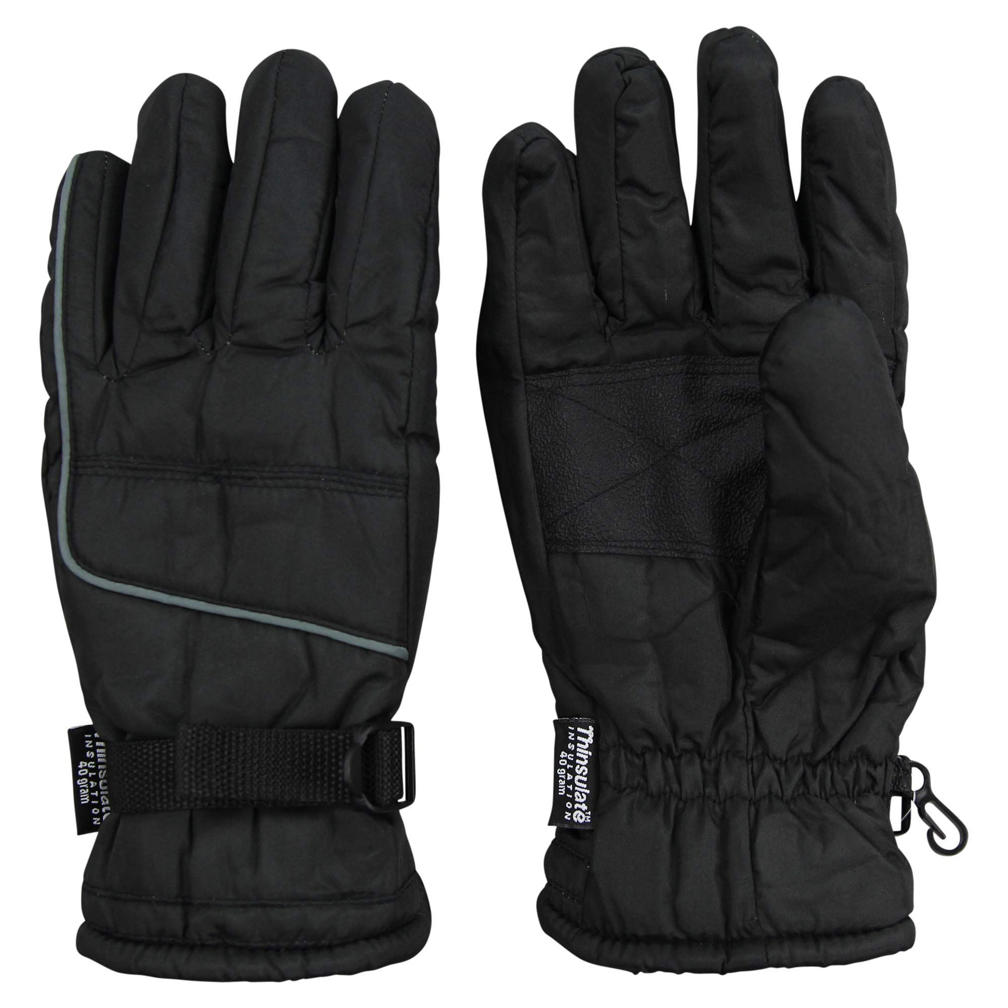 Mens Black Winter Cold Weather Ski Insulated Snow Gloves