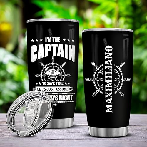 Miniatura 4 de winorax Captain Tumbler - Vaso personalizado para navegación barco y barco con aislamiento de acero inoxidable para café taza de viaje con tapa 20