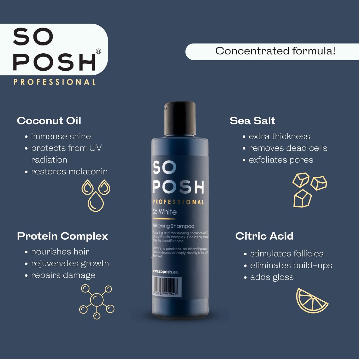 So White Dog Shampoo - with Coconut Oil, Brightens White Coats, Moisturizing & Nourishing, Sulfate, Ammonia & Paraben Free. 33.8 Oz