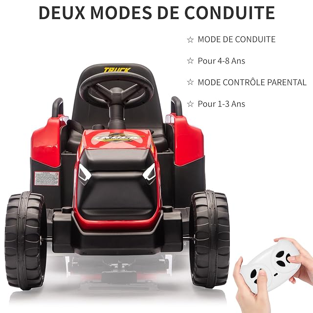 Foto 4 de 7 de 12V Kids Electric Ride-On Tractor with Removable Trailer