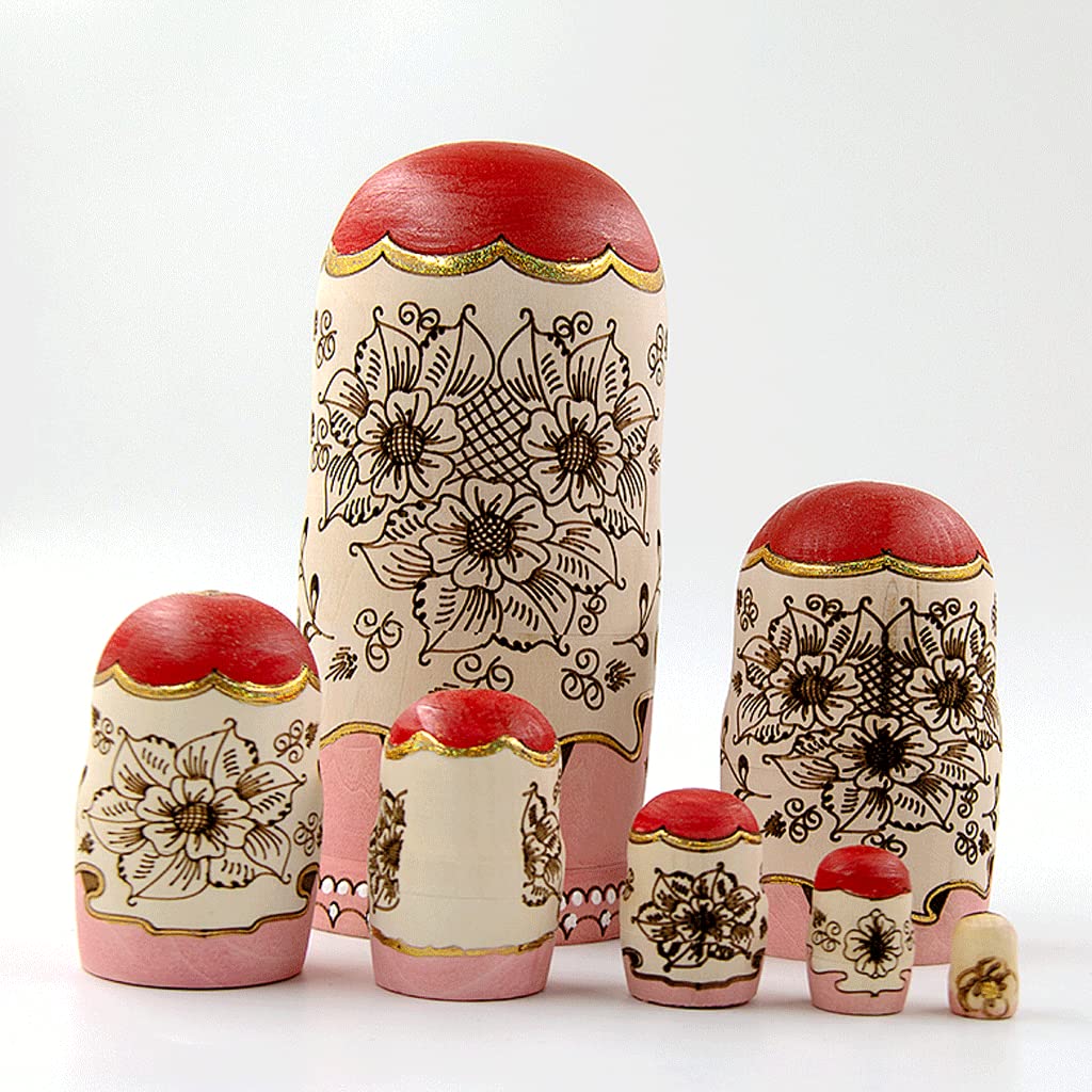 Matrioszka Toren Patroon Russische Nesten Poppen Matryoshka Houten Stapelen Geneste Set 7 Stuks Handgemaakte Ambachten Collectible Poppen Speelgoed Set zabawny prezent