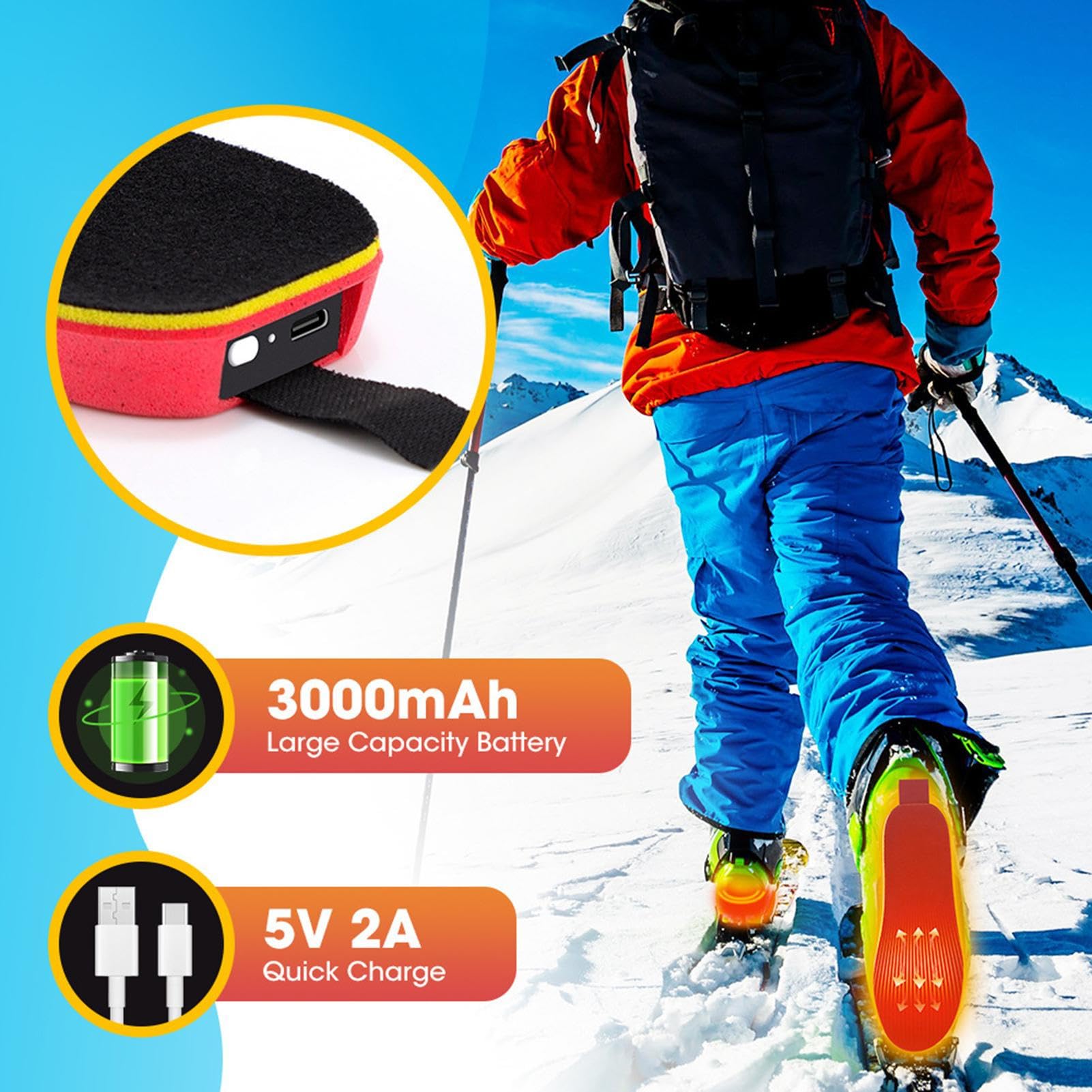 Plantillas Calefactables para Zapatos Insercios Termicos Recargables De