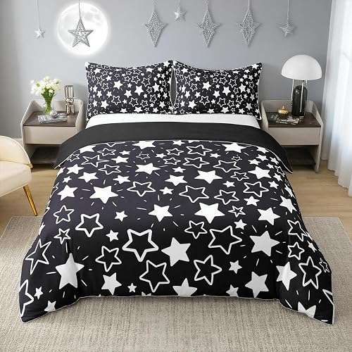 Cartoon Stars 100% Nature Cotton Duvet Cover Set Full Size,Geometric Star Themed