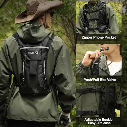Miniatura 2 de COTATI Mochila de hidratación para correr con bolsa de agua de 2 L, mochilas ligeras para hombres y mujeres, senderismo, ciclismo, ciclismo