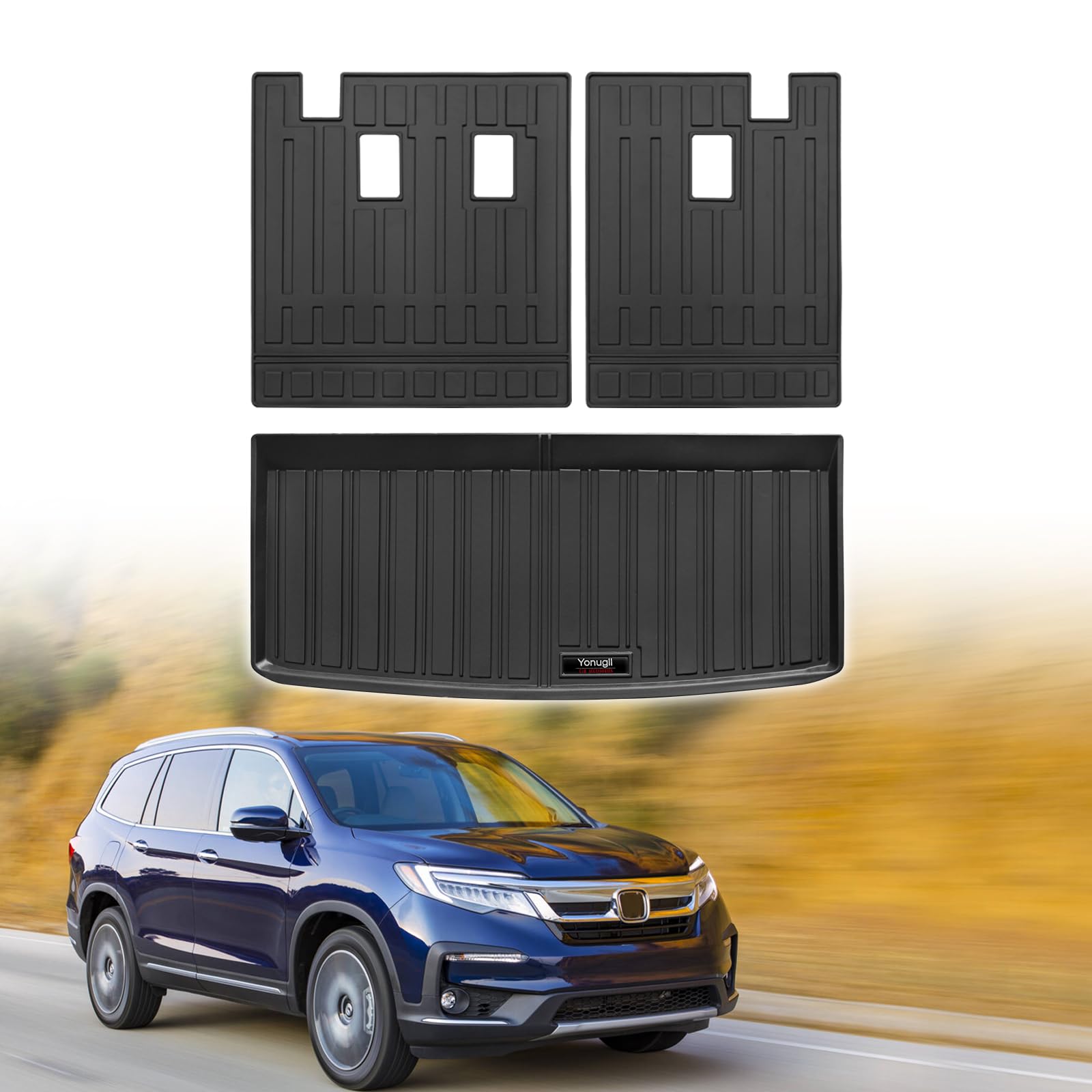 custom for 2016-2025 honda pilot cargo mats trunk liner and 3rd rear seat backrest mats all weather tpe protection mat accessories (for 2016-2025 honda pilot)