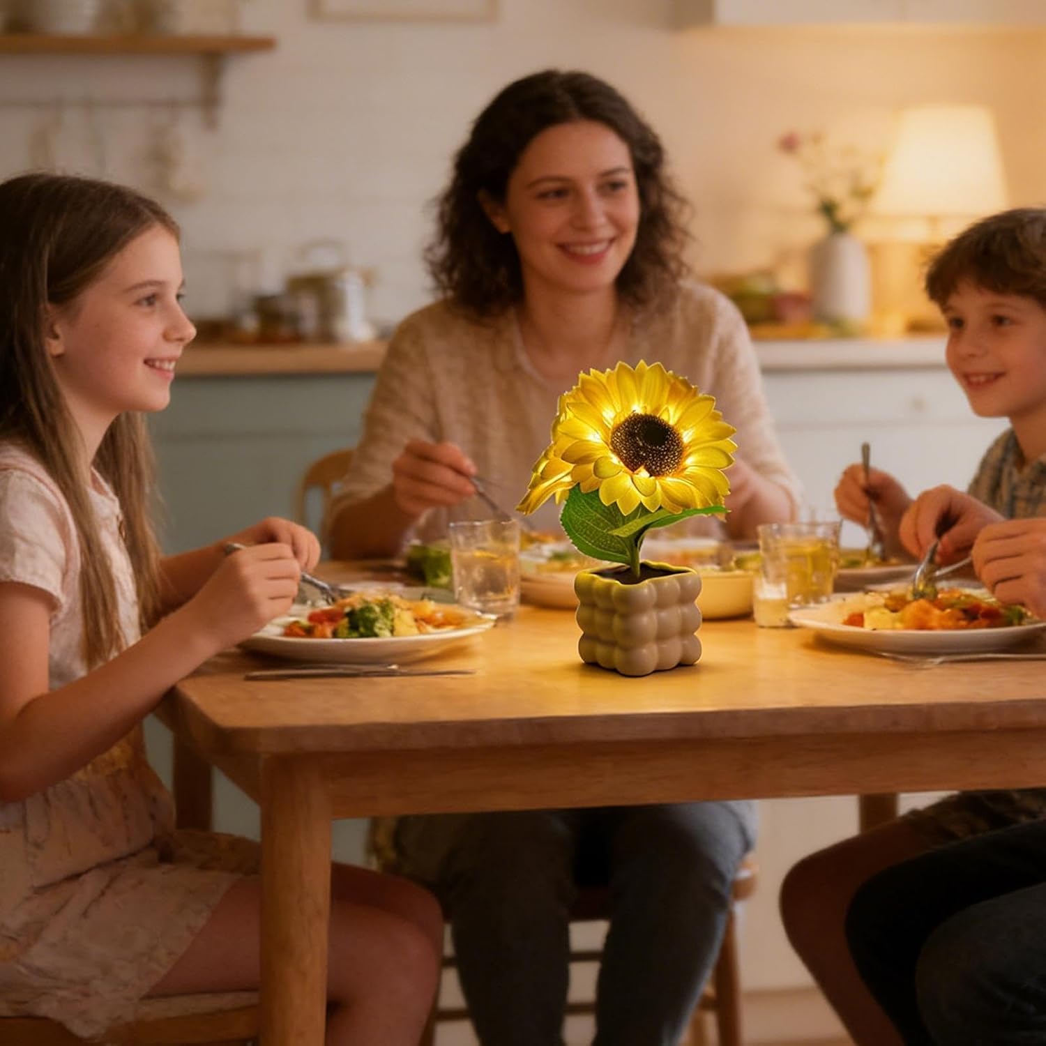 Sunflower Lamp for Desk,Dimmable Flower Lantern - Rechargeable Desk Light | for Bedroom Nightstand Apartment Balcony Restaurant Home Kitchen