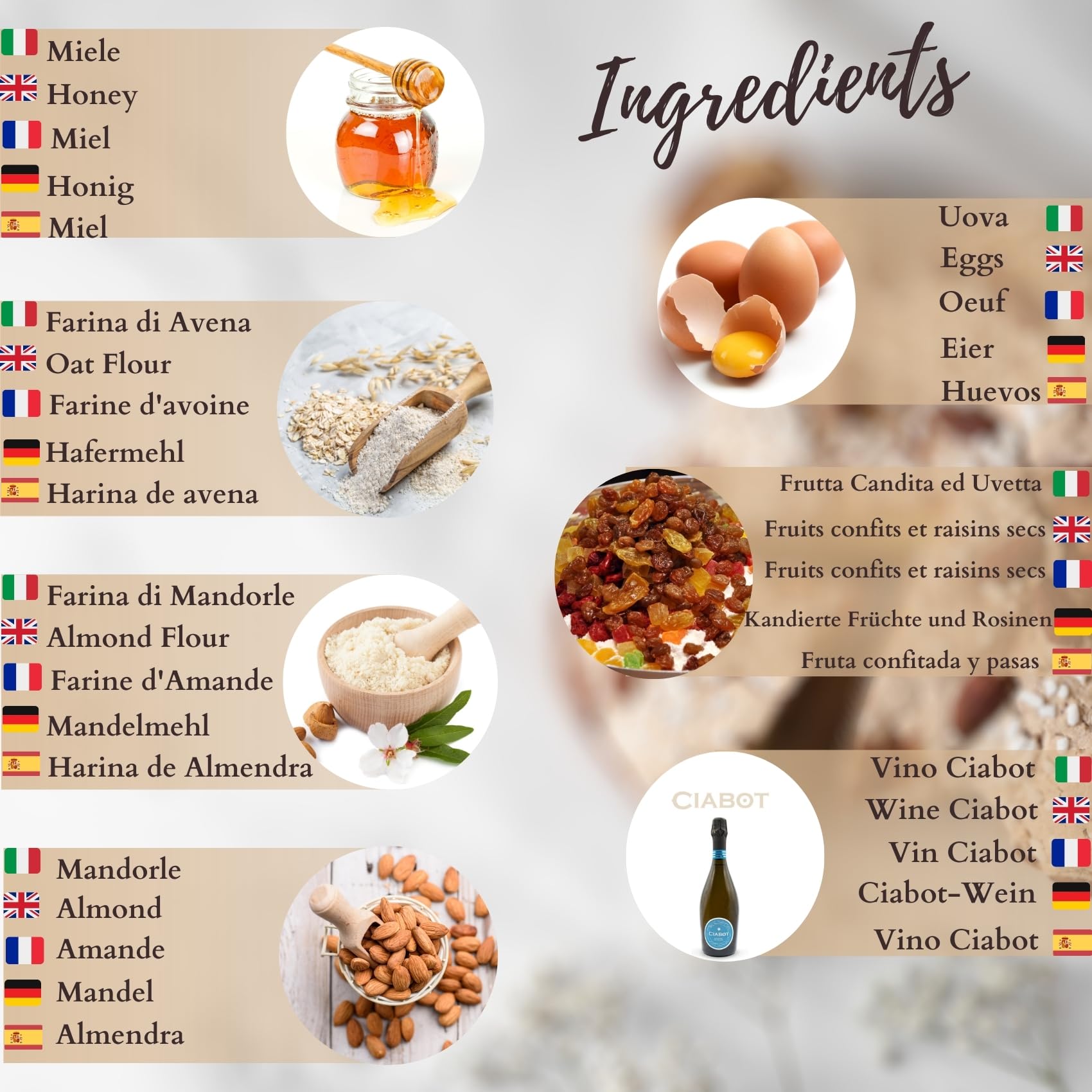 Dessert de Pâques Sans Gluten et Sans Laitiers, Gâteau Artisanal aux Raisins Secs et Fruits Confits, 700 Gr