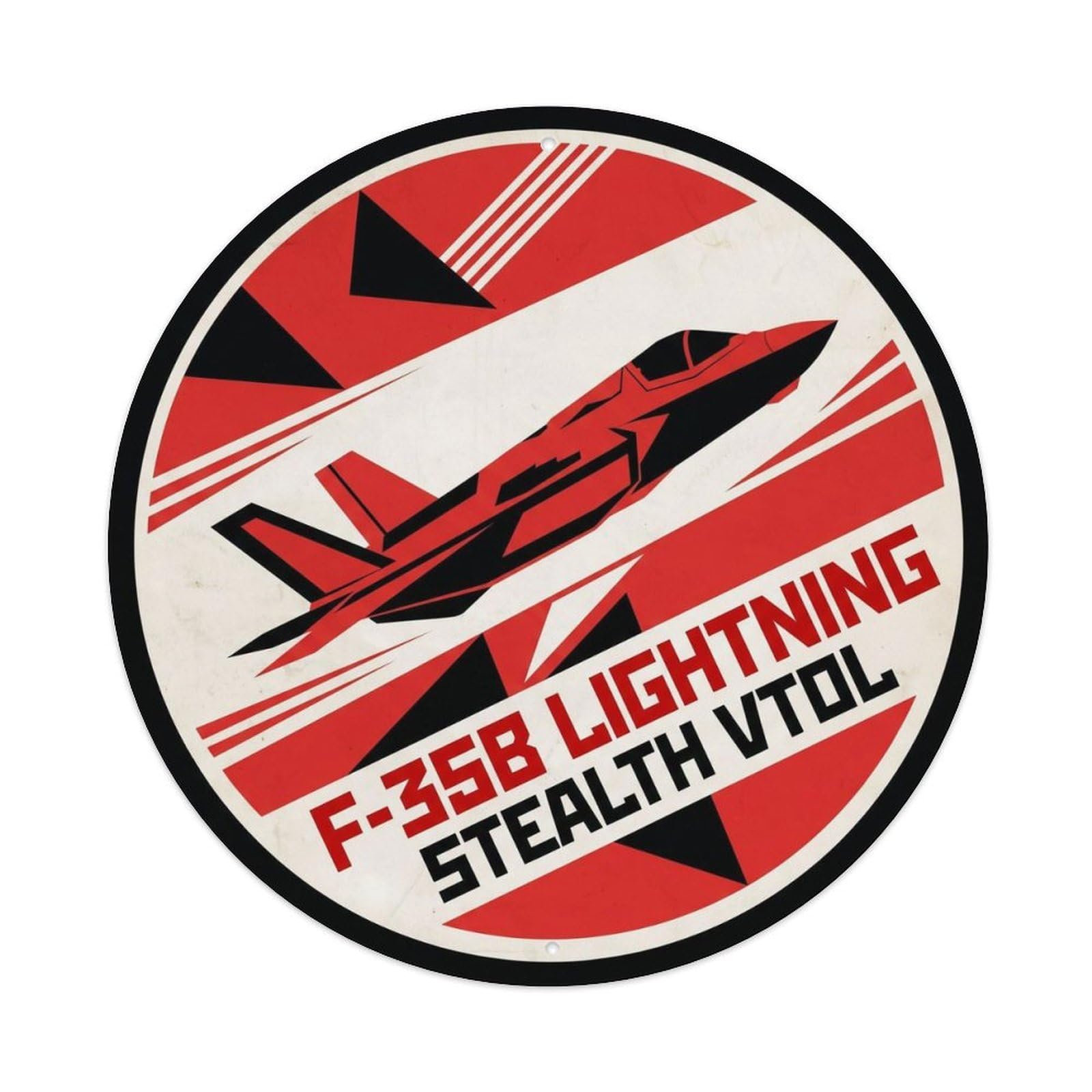 STOVL Stealth Fighter Aircraft F-35B Lightning Military Metal Tin Sign Plaque Wall Decor for Cafe, Man Cave, Club Bar, Office, Home Garden Round Metal Poster 8x8Inch