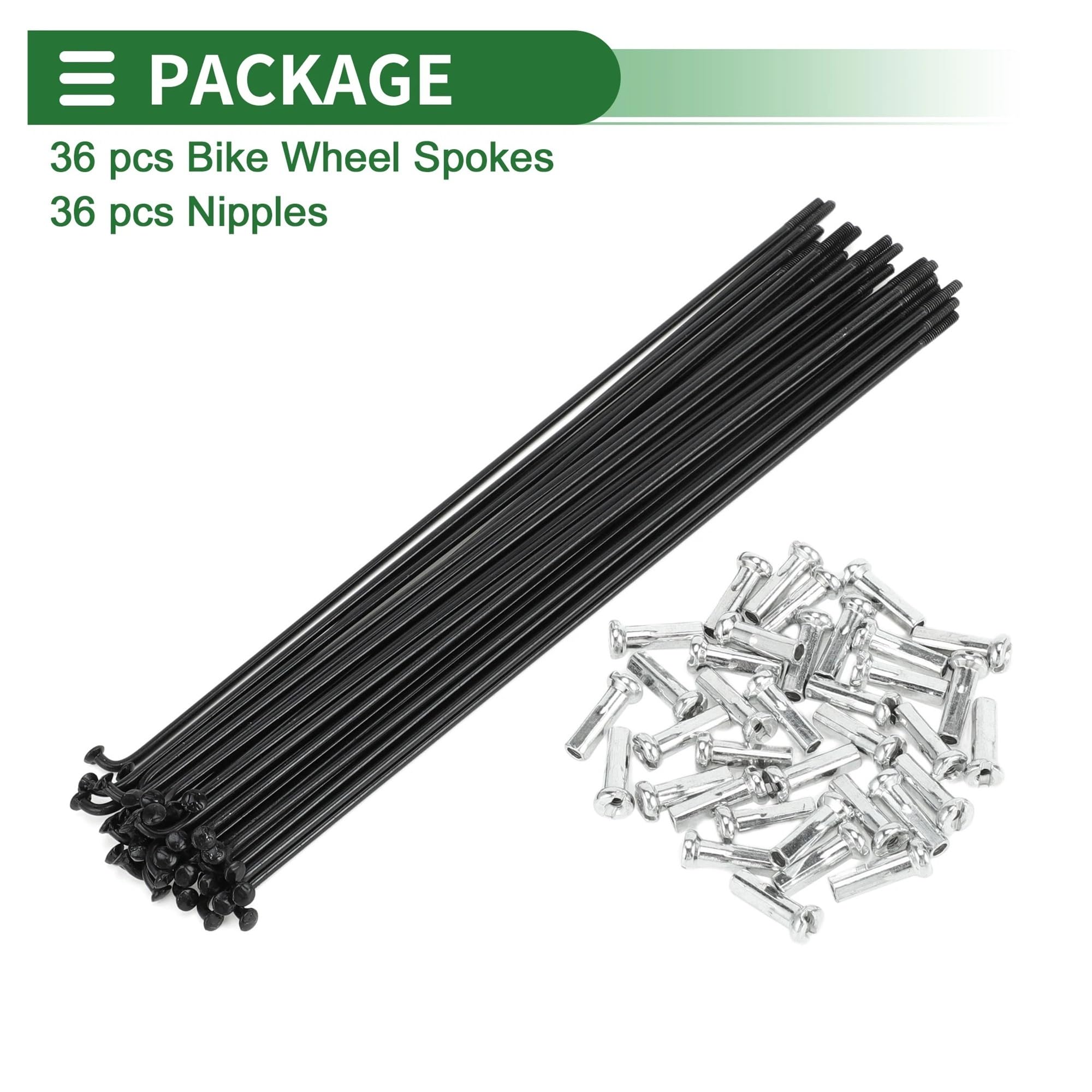 36 raggi in acciaio al carbonio, 14 G, colore nero, 125-209 mm, per riparazione ruote, ricambio con nippli per mountain bike e bici da strada (36 pezzi - 205 mm)