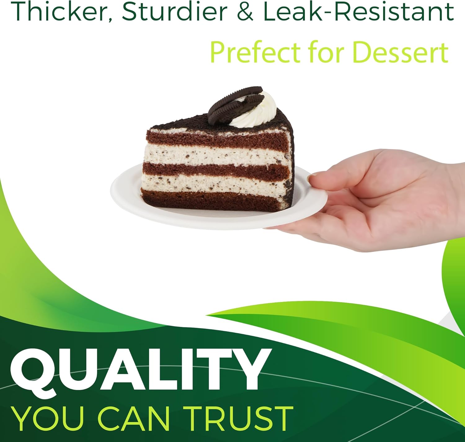 150PCS 100% Small Dessert Plates Disposable, 6 inch Paper Plates, Compostable Appetize Plates, Cake Plates, Biodegradable Made of Sugarcane Fiber - Image 5