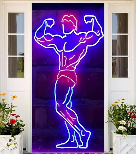 Cartel de neón para bailarines masculinos bailarines, pancarta de pastel de carne de res, decoración de telón de fondo para hombres, culturista,